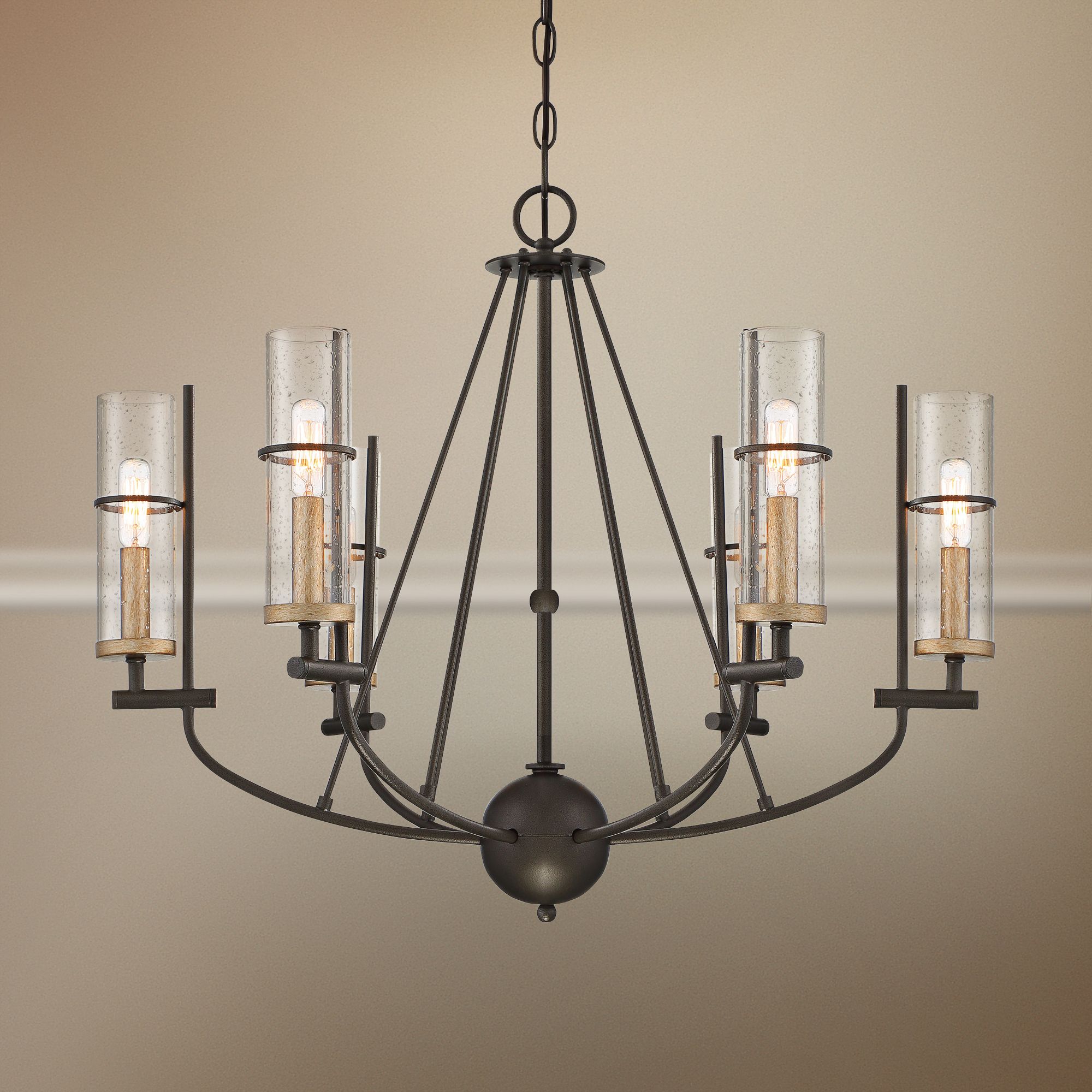 Sussex Court 27 3/4"W Smoked Iron w/ Gold 6-Light Chandelier
