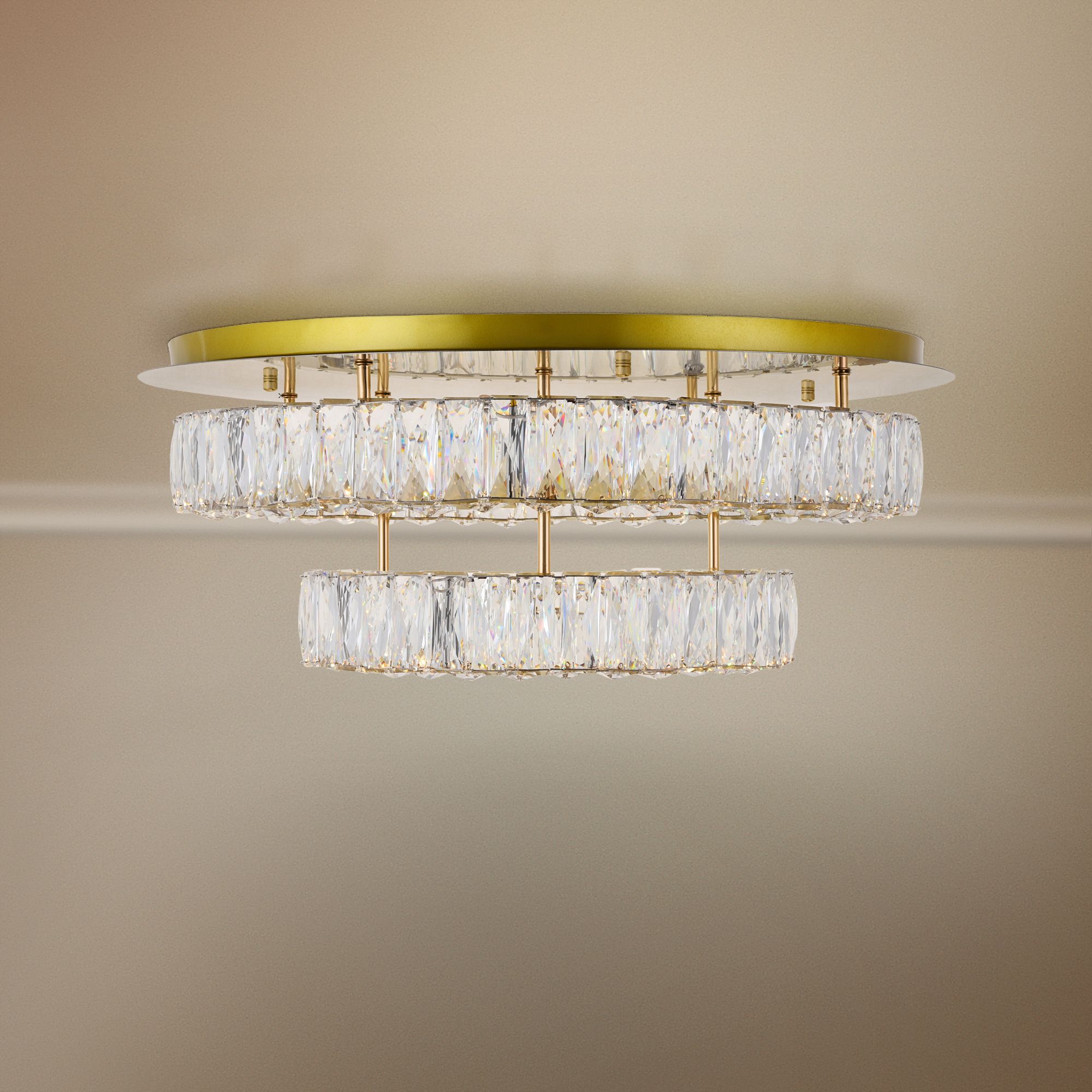 Monroe 25 1/2"W Gold and Crystal 2-Tier LED Ceiling Light
