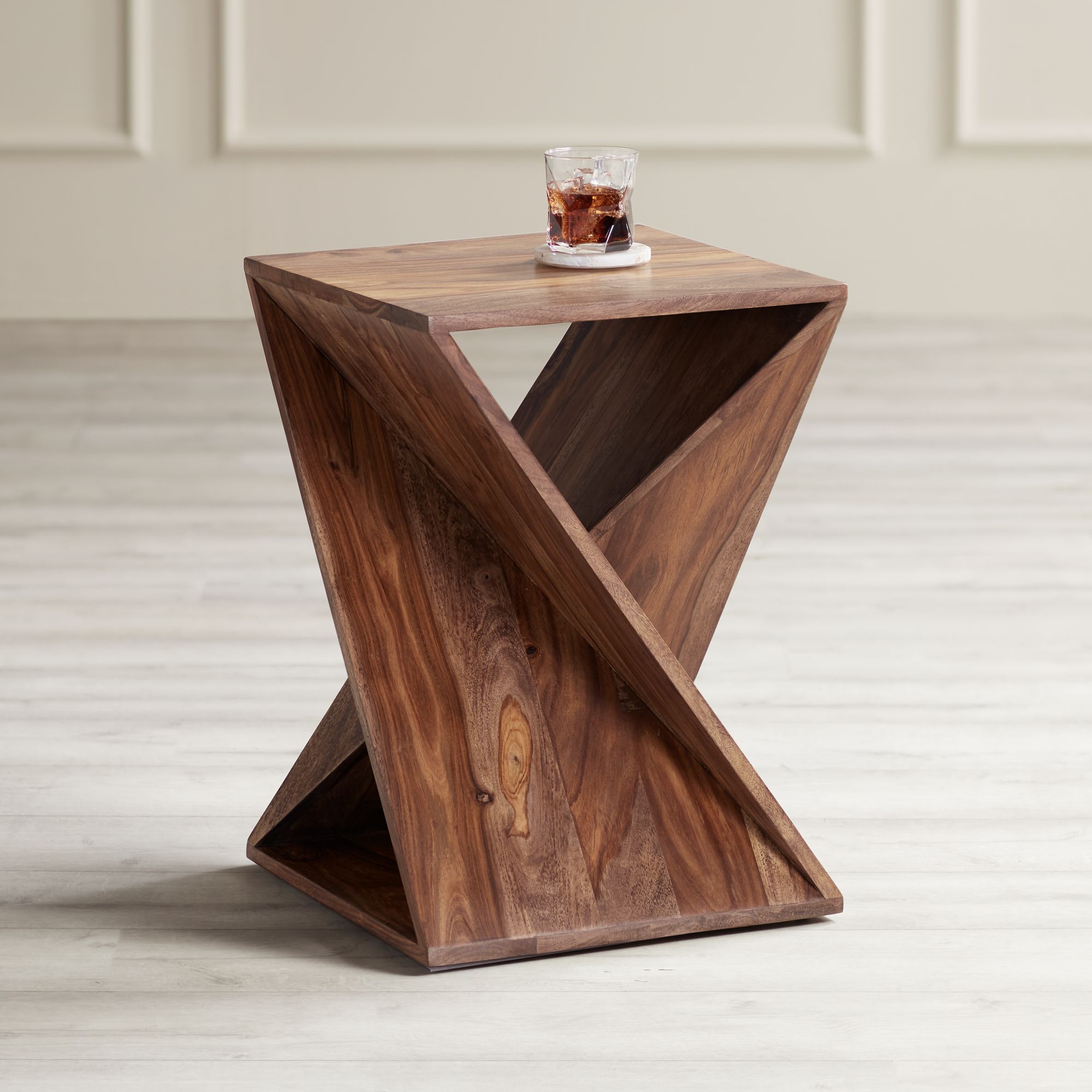 Sheesham Wood 16" Wide Triangular Accent Table