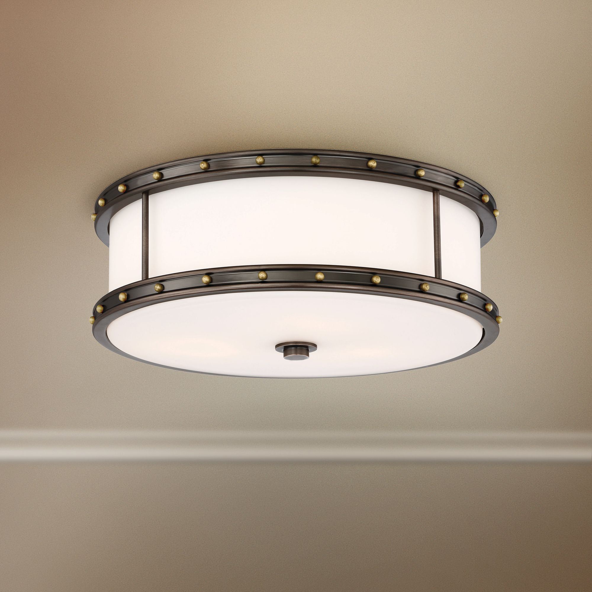 Flush Mount 15 1/2"W Harvard Court Bronze LED Ceiling Light