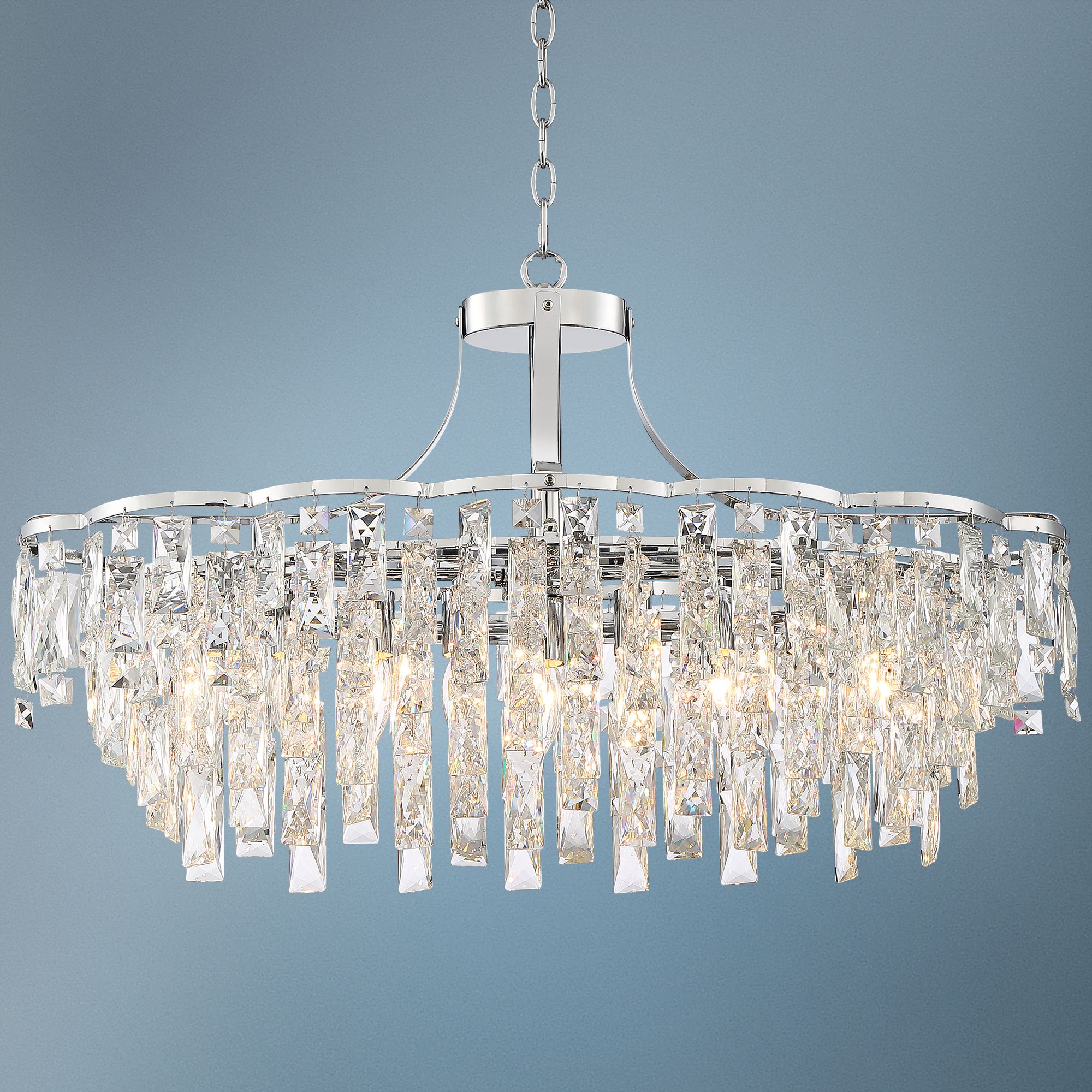 Villette 31 1/2" Wide Chrome and Crystal Oval Chandelier