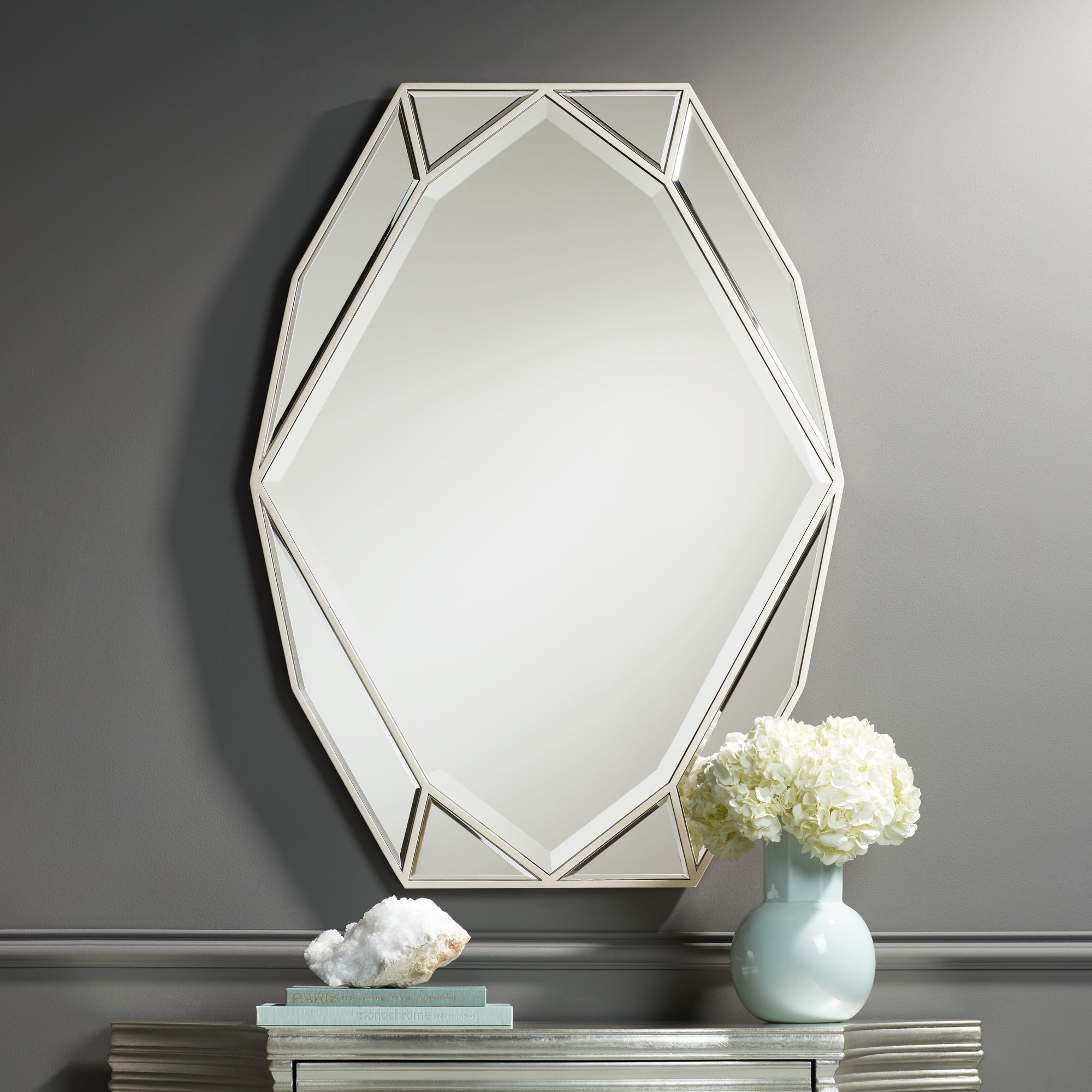 Possini Euro Garin 28" x 38" Warm Silver Wall Mirror