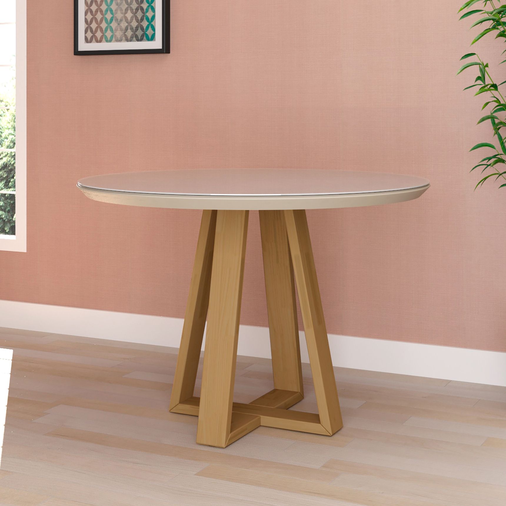 Duffy 45 1/4" Wide Off-White Round Wood Dining Table