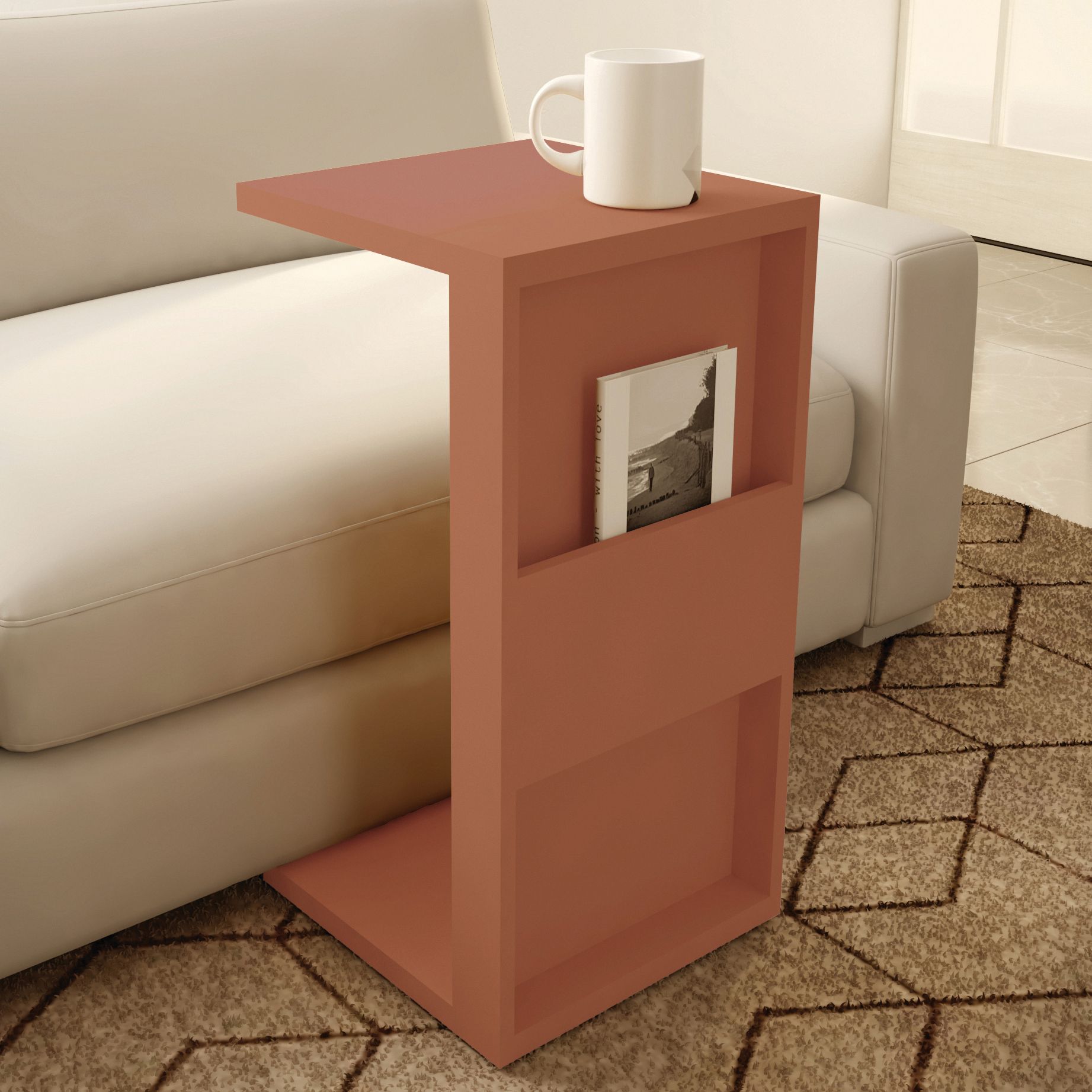 Marine 14 1/4" Wide Ceramic Pink End Table with Magazine Shelf