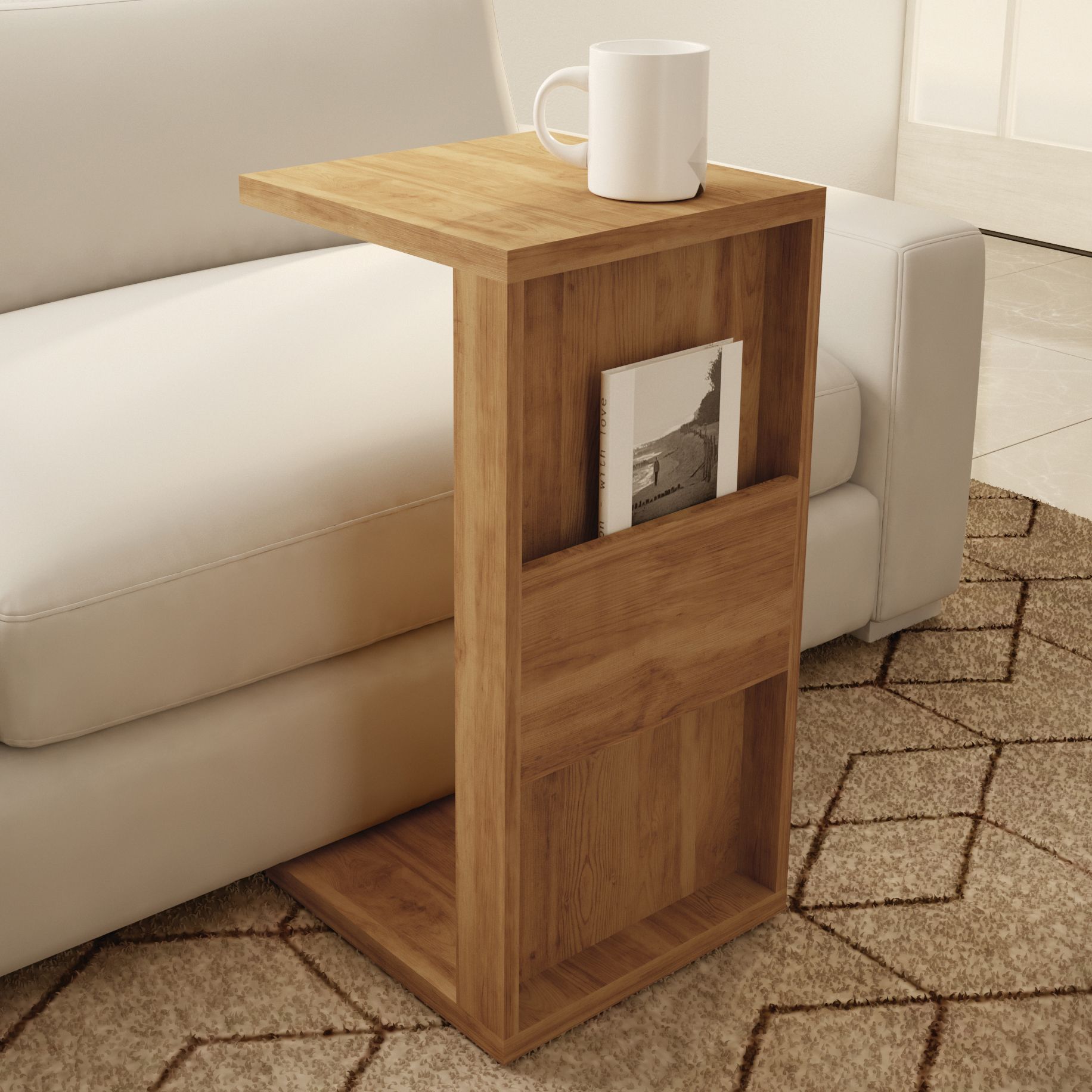 Marine 14 1/4"W Matte Natural End Table with Magazine Shelf