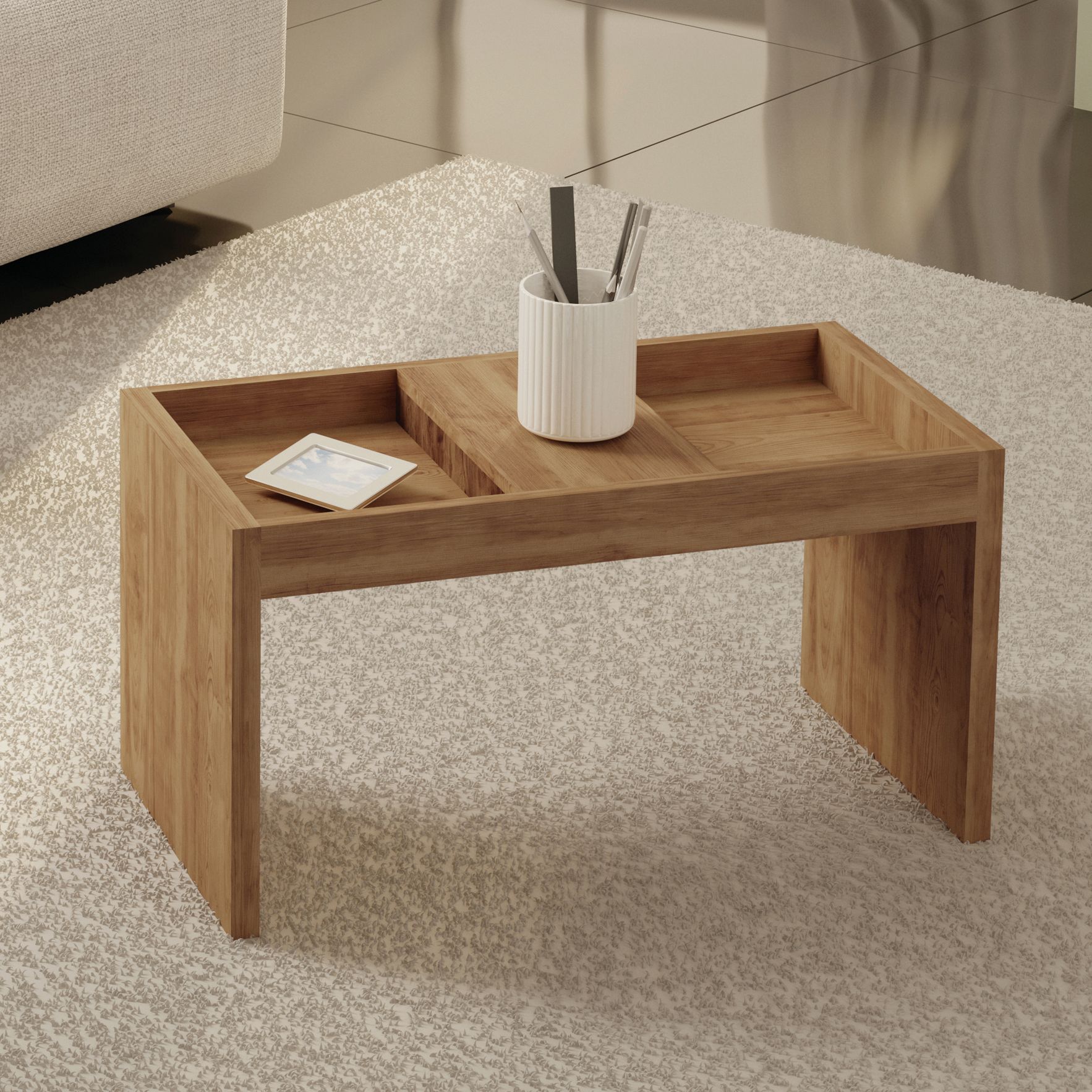 Marine 26 3/4"W Matte Natural Coffee Table w/ Magazine Shelf