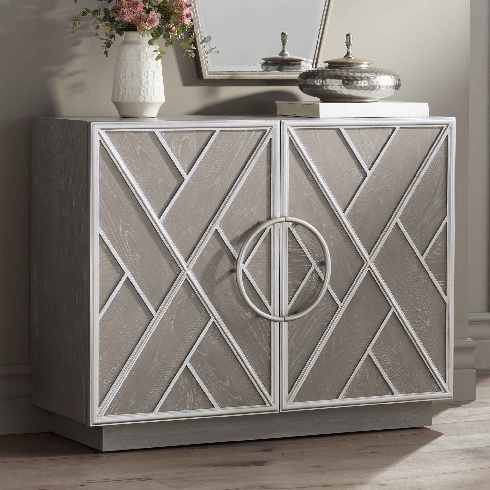Vera 2-Door Gray Accent Chest – Stylish Storage Cabinet