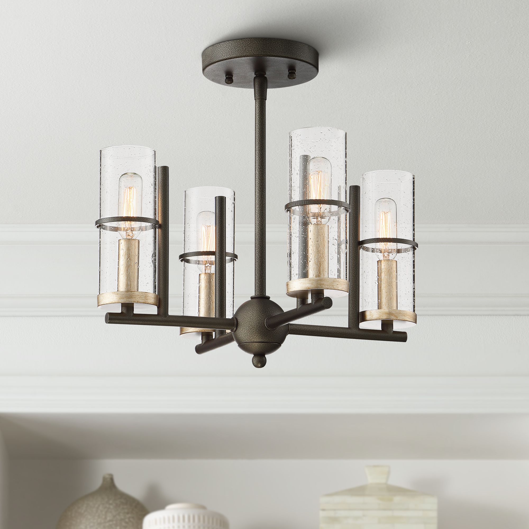Sussex Court 14 1/2" Wide Smoked Iron 4-Light Ceiling Light