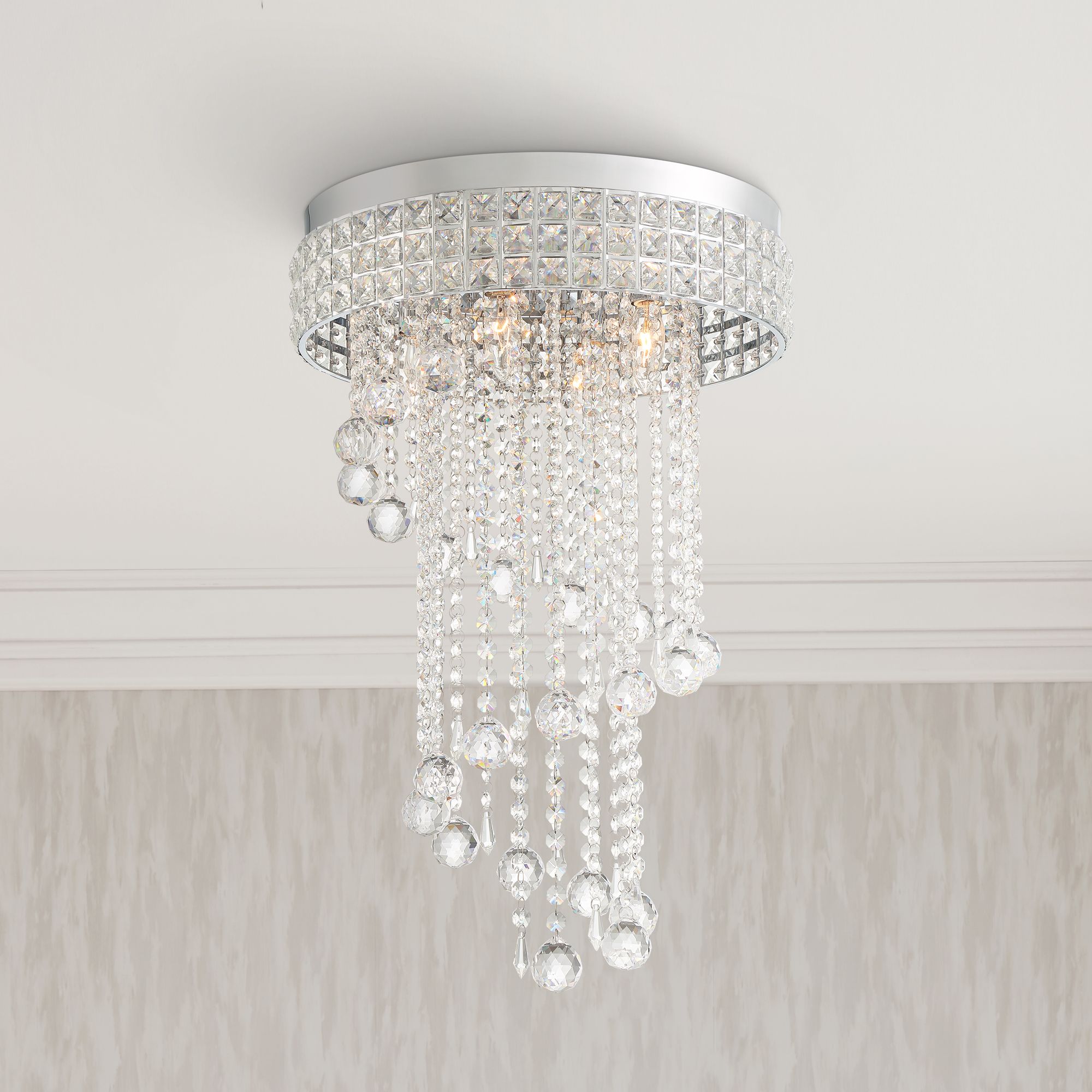 Carina 16" Wide Chrome and Crystal Ceiling Light