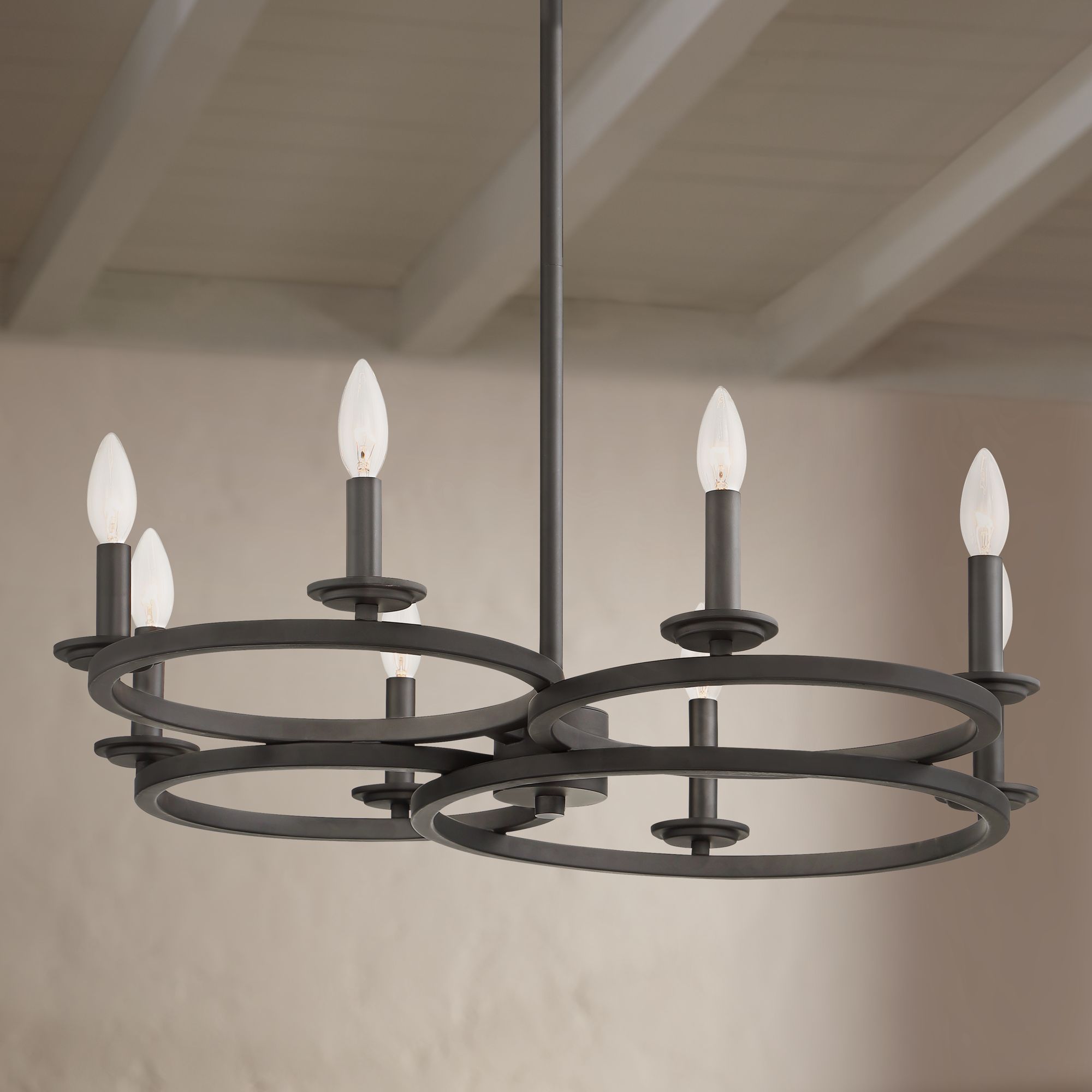 Torvan 27 3/4" Wide Black Multi-Ring 8-Light Chandelier