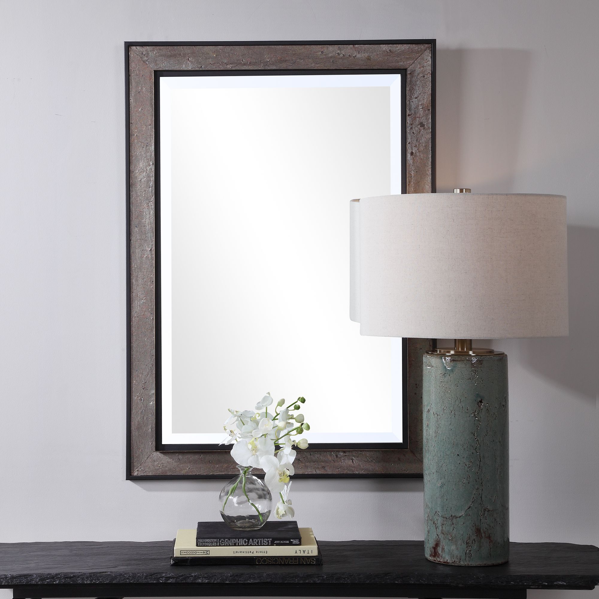 Slater Brown and Gray 30" x 41 3/4" Vanity Wall Mirror
