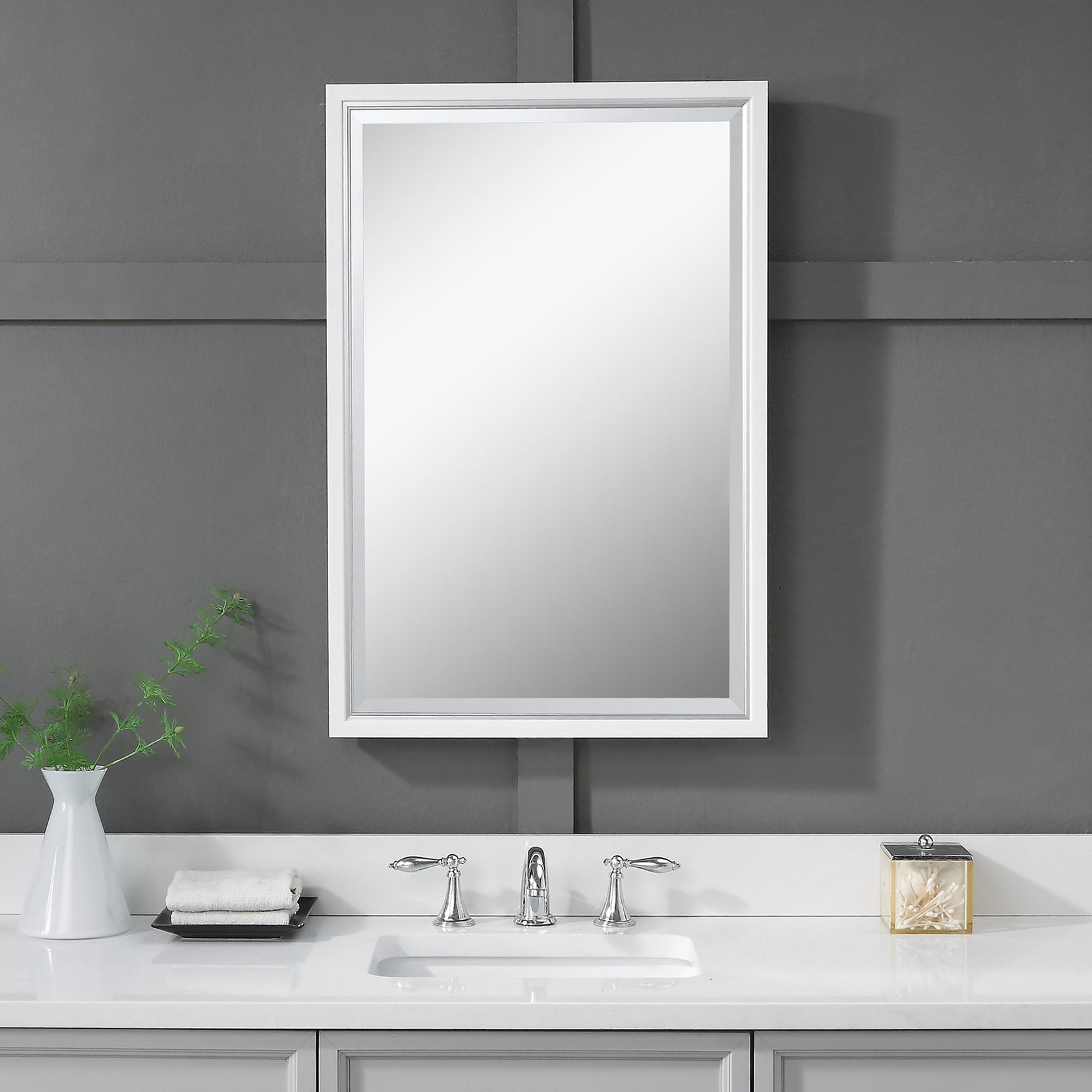 Barnaby White and Silver 22 1/4" x 32 Vanity Mirror