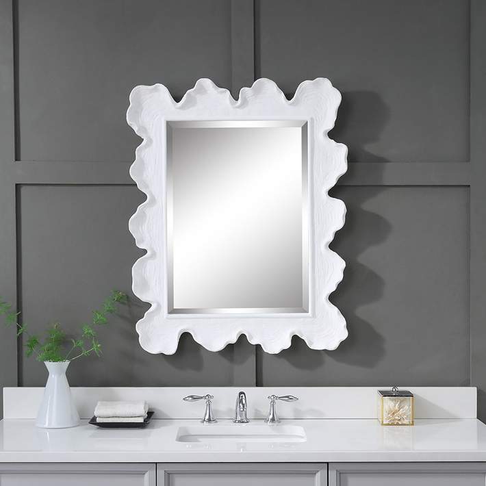 white framed full length wall mirror