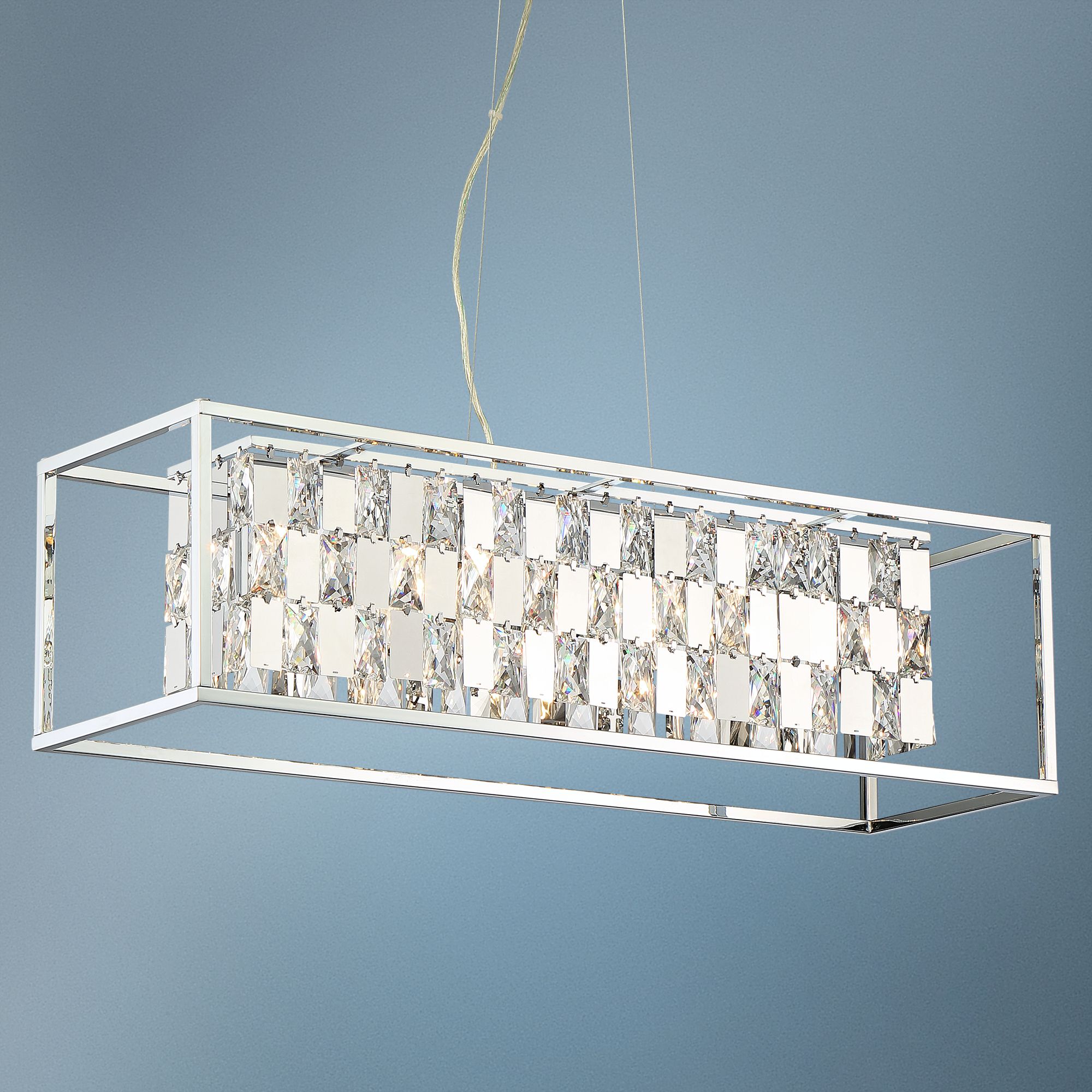 Karenna 33" Wide Chrome Crystal Kitchen Island Light Pendant