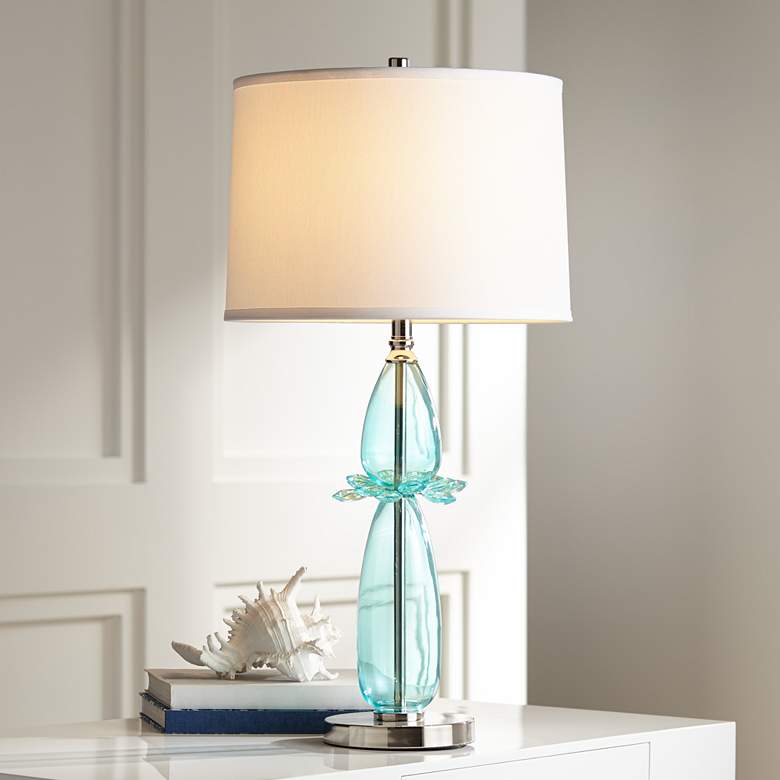 Image 1 Possini Euro Hyacinth Blue Glass Table Lamp