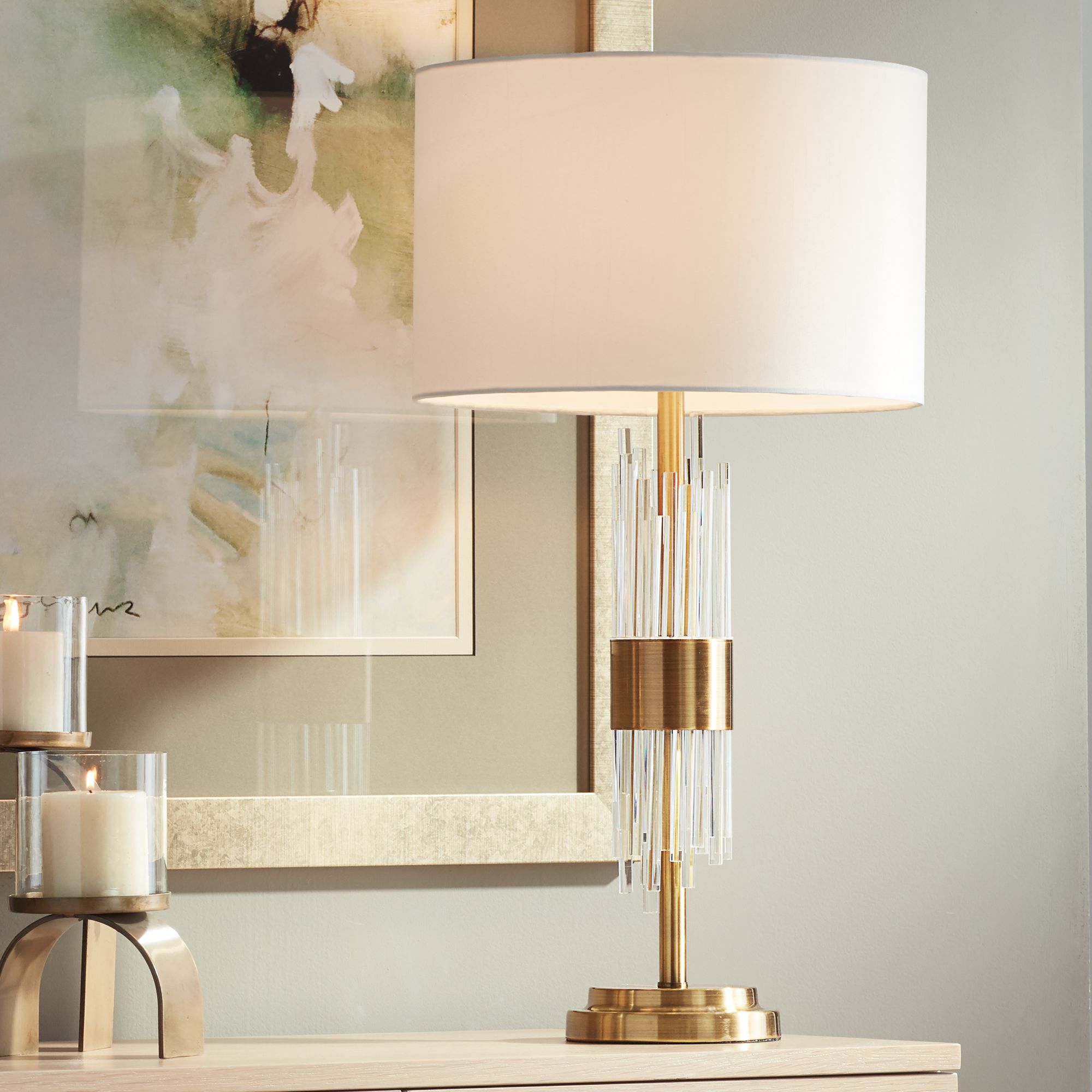 Possini Euro Aloise Brass and Glass Table Lamp