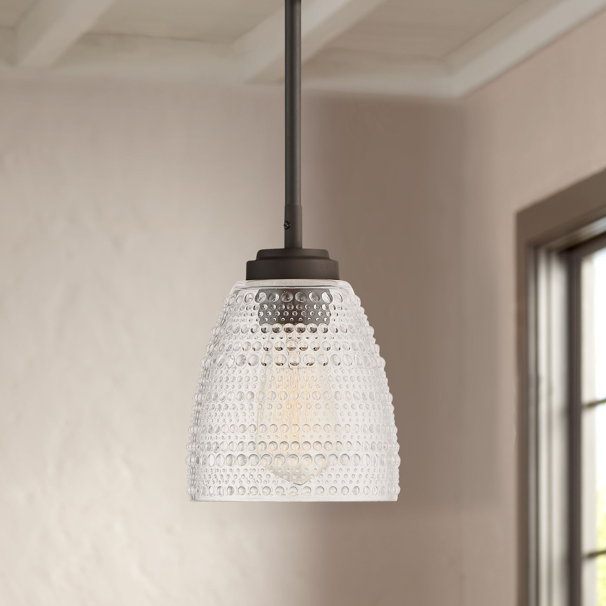 Farina 5 1/2" Wide Bronze and Glass Mini Pendant Light