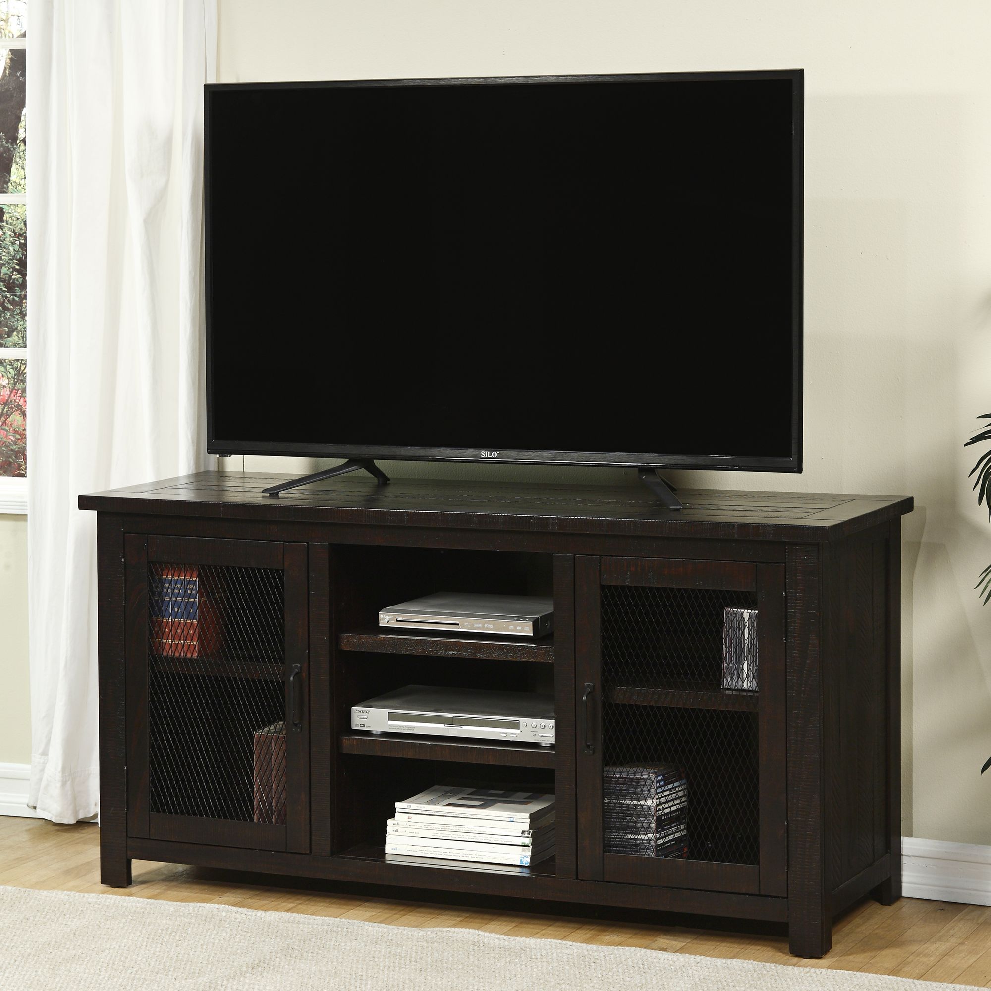Trent 60" Wide Espresso 2-Door Wood TV Stand Console