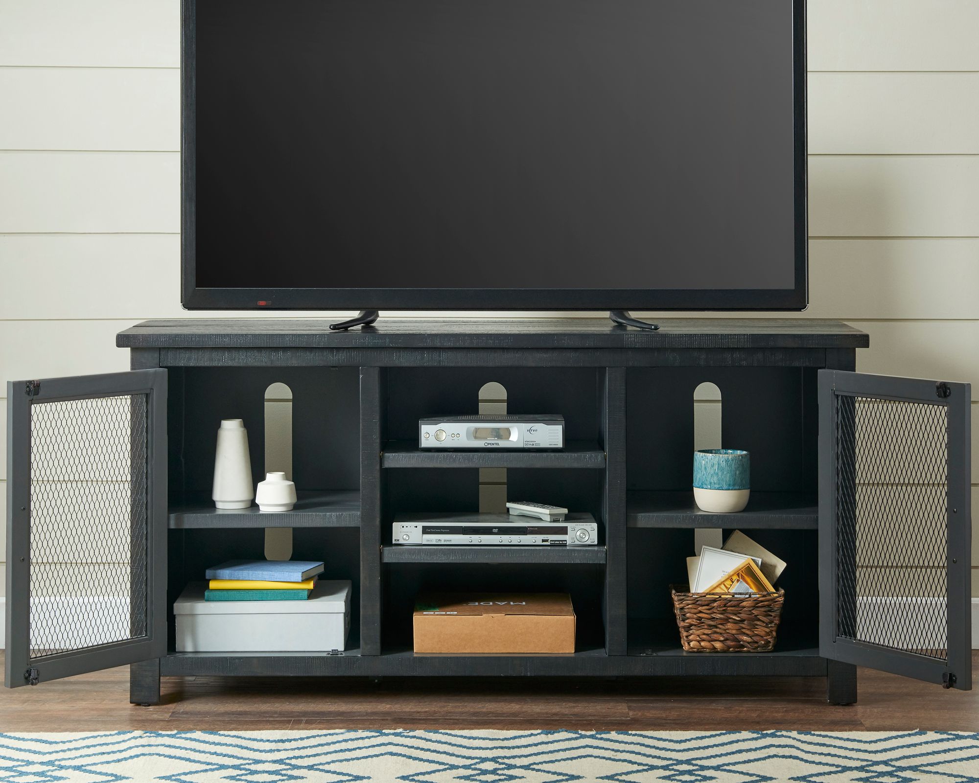 Trent 60" Wide Gray 2-Door Wood TV Stand Console