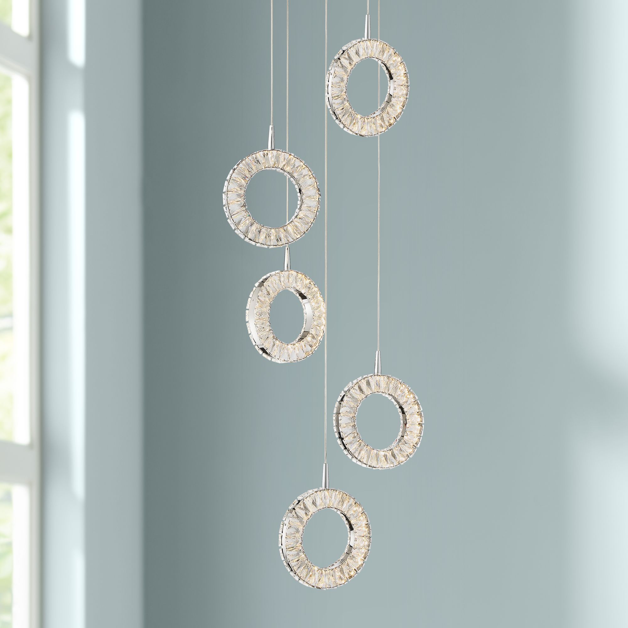 Meena 17 3/4" Wide Crystal Ring LED Multi-Light Pendant