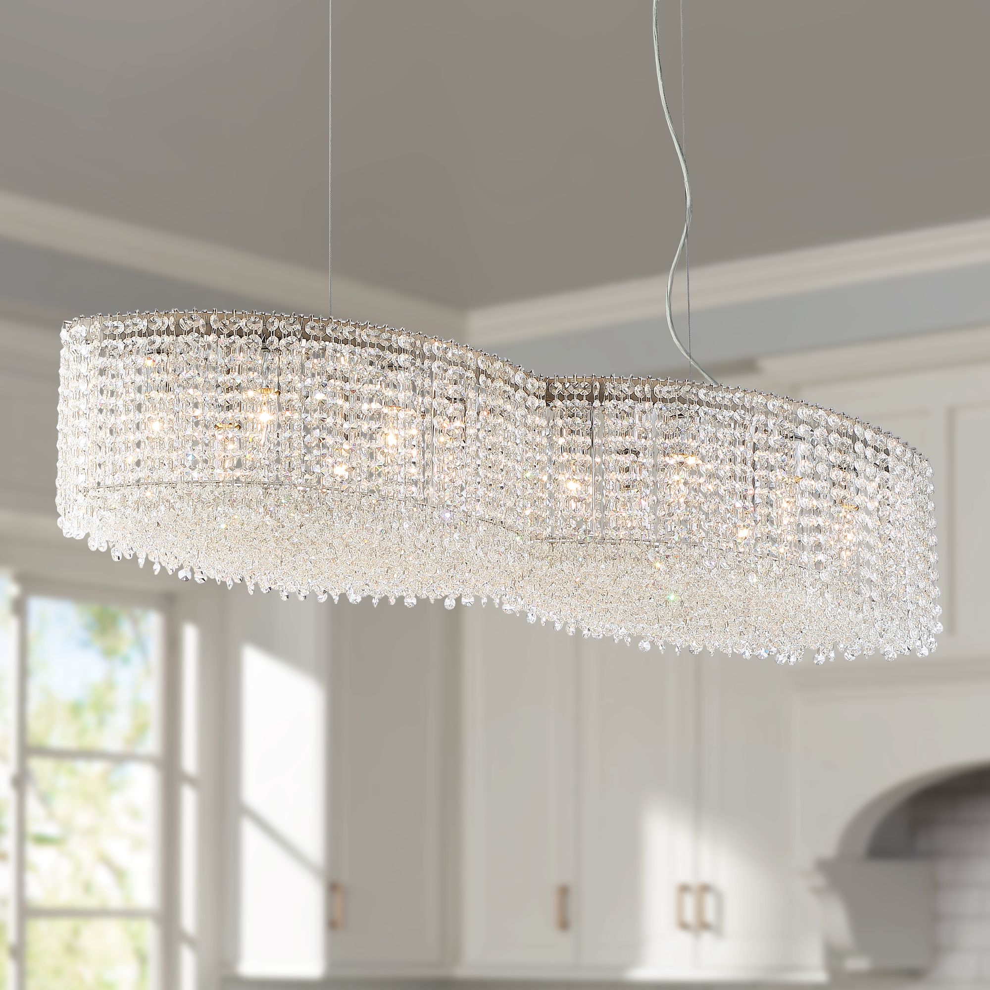 Irinia 41" Wide Crystal Kitchen Island Light Pendant