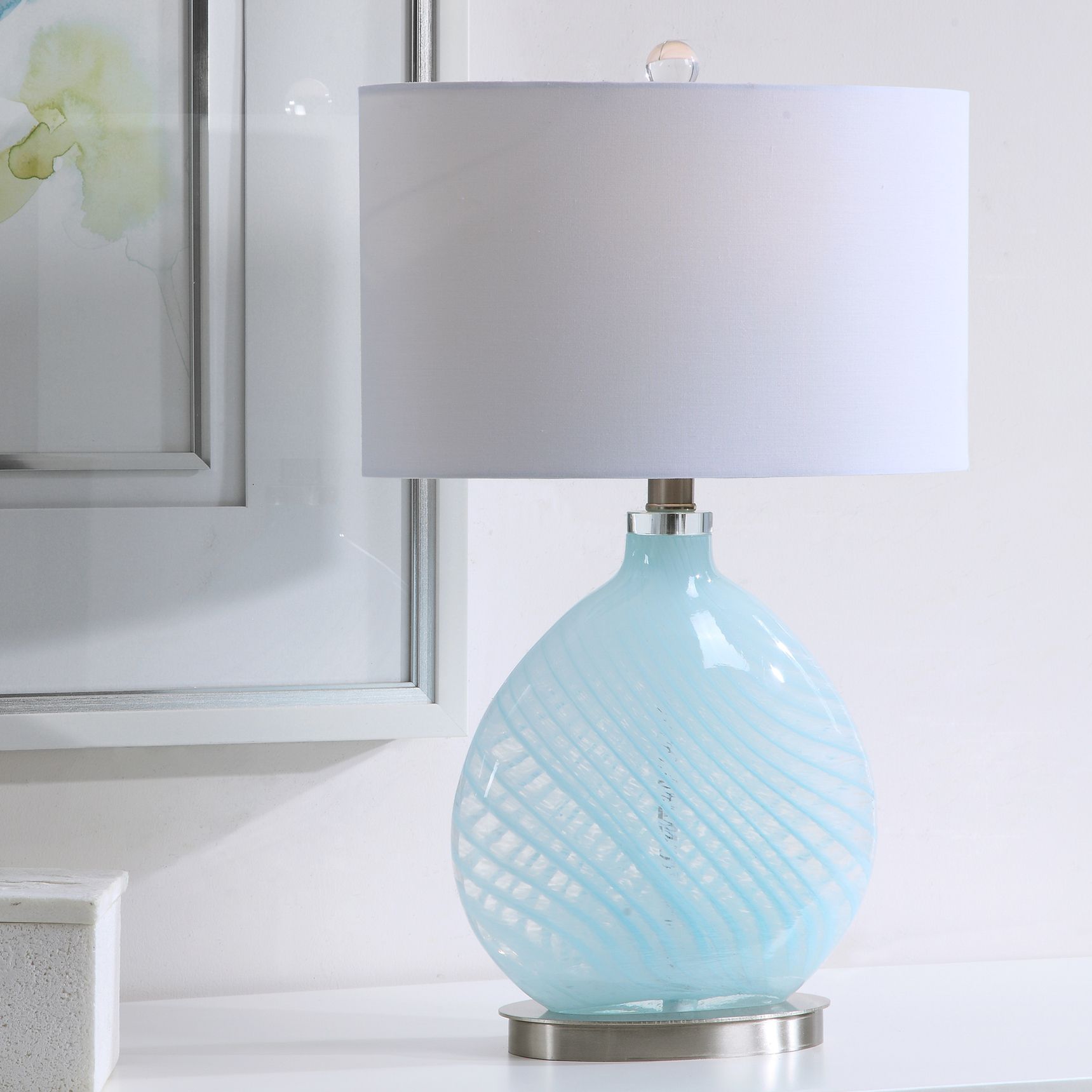 Uttermost Aquata Light Blue Glass Accent Table Lamp