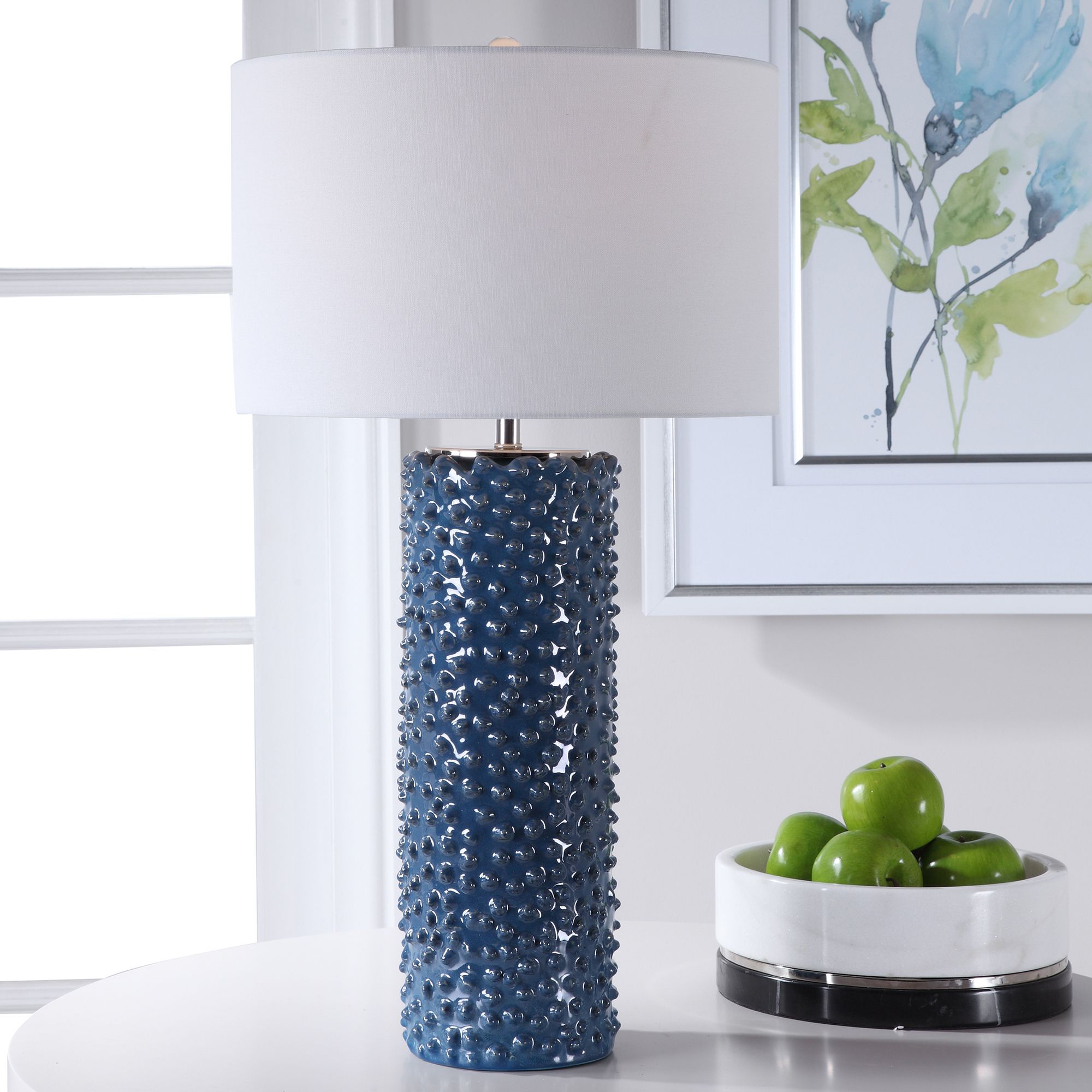 Uttermost Ciji Deep Indigo Column Ceramic Table Lamp