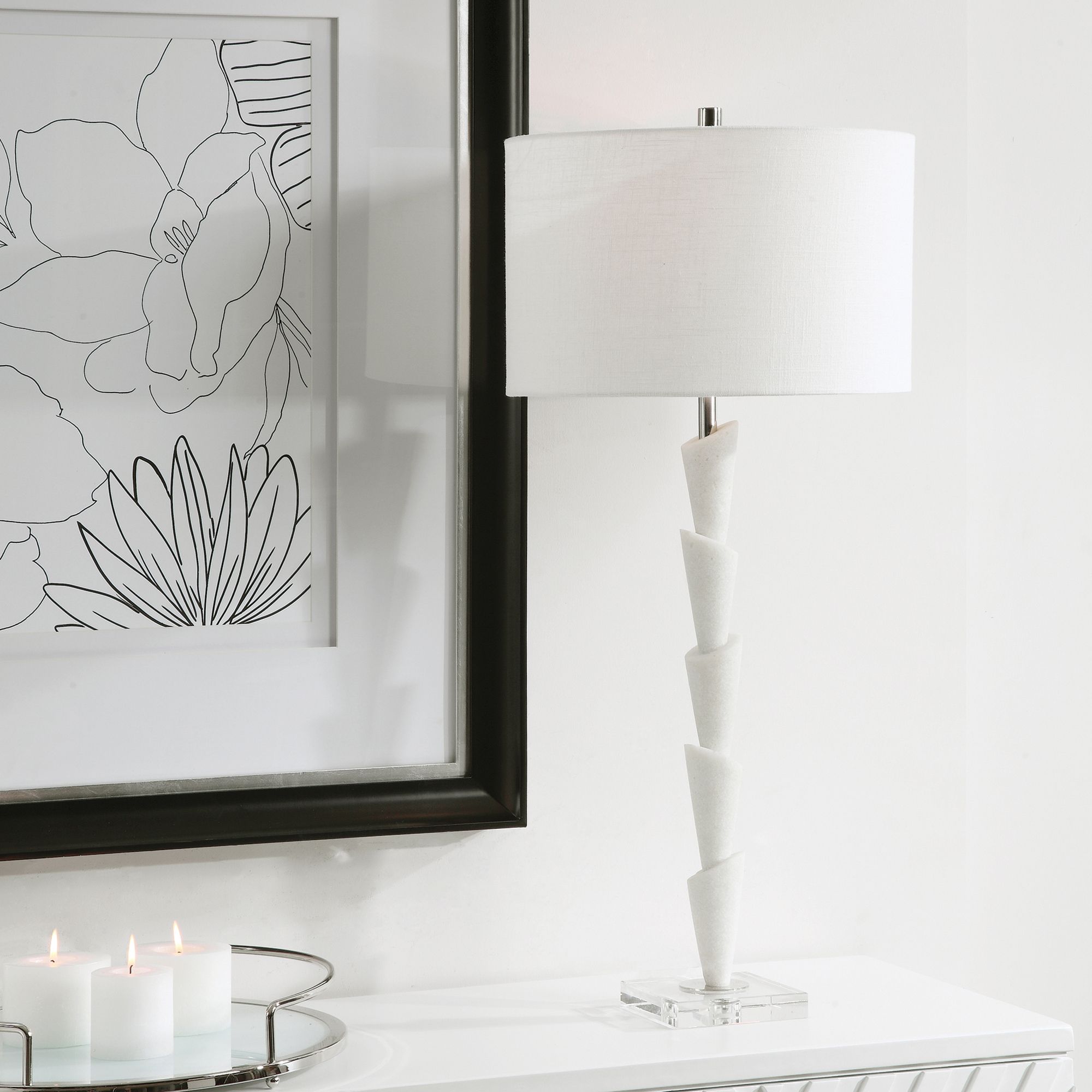 Uttermost Ibiza White and Light Gray Stacked Table Lamp