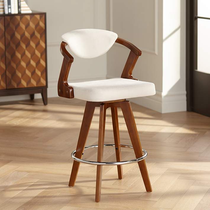 Rossa 26 1 2 High Ivory Fabric And, Cream Colored Counter Stools