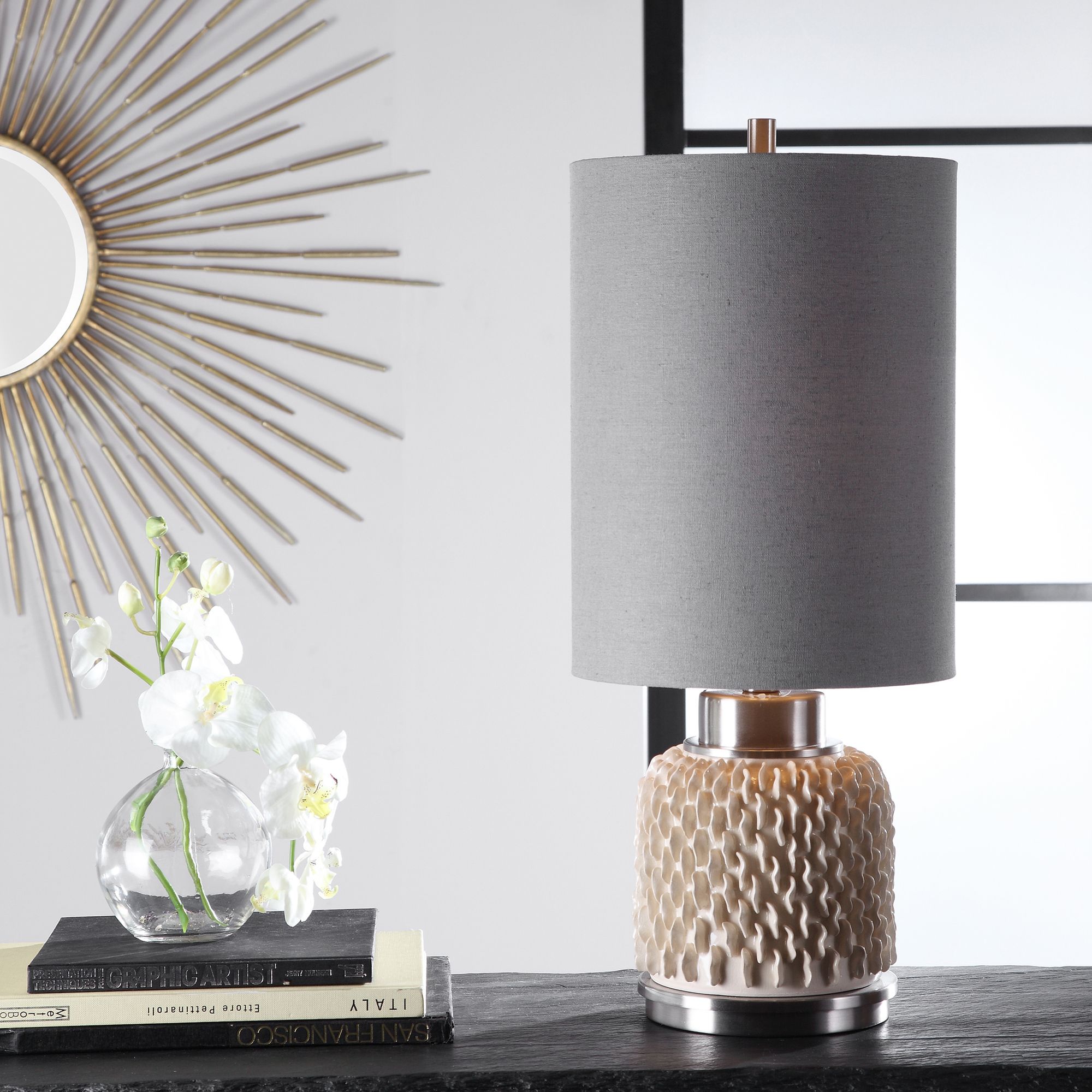 Uttermost Lileth Cream White Ceramic Buffet Table Lamp