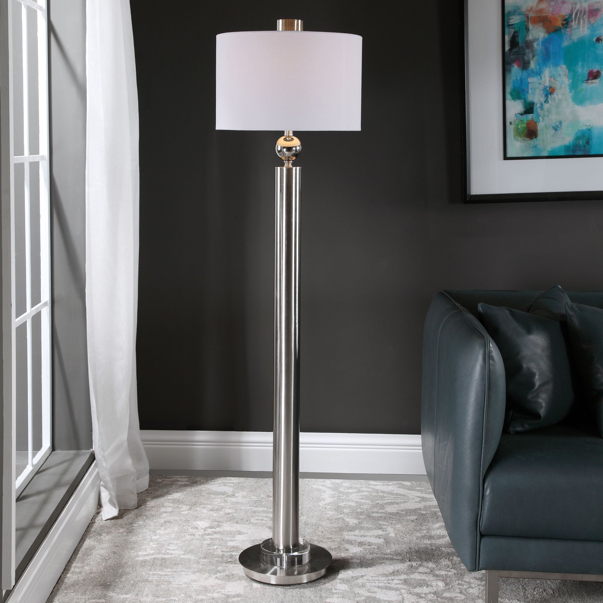 Silverton Brushed Nickel Column Metal Floor Lamp 78V49 Lamps Plus