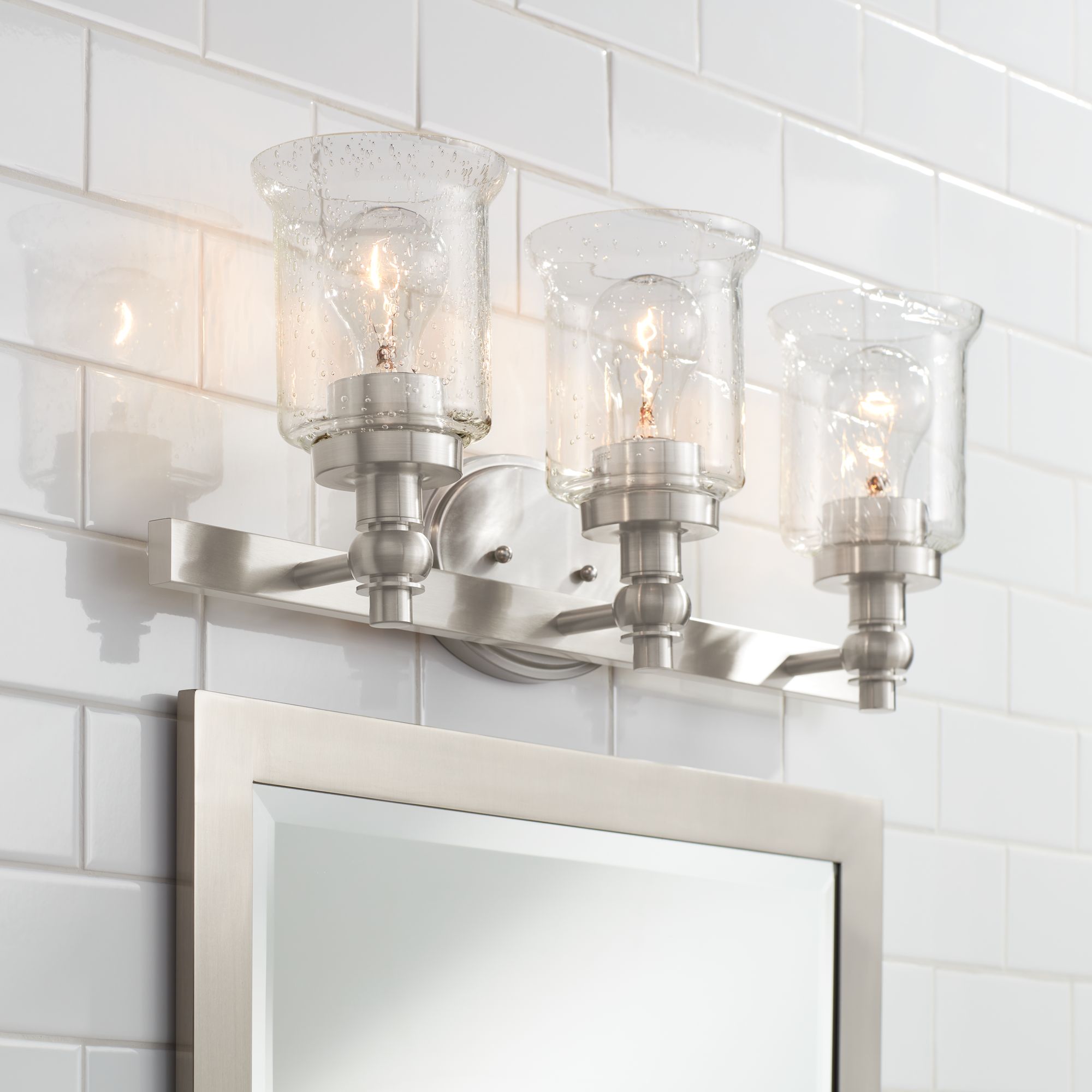 Romano 22 1/2" Wide Satin Nickel 3-Light Vanity Bath Light