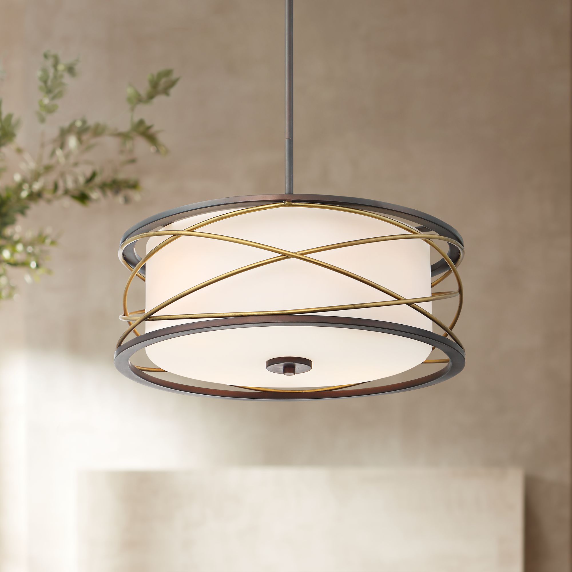 Possini Euro Dannika 18 1/4" Wide White Glass Pendant Light