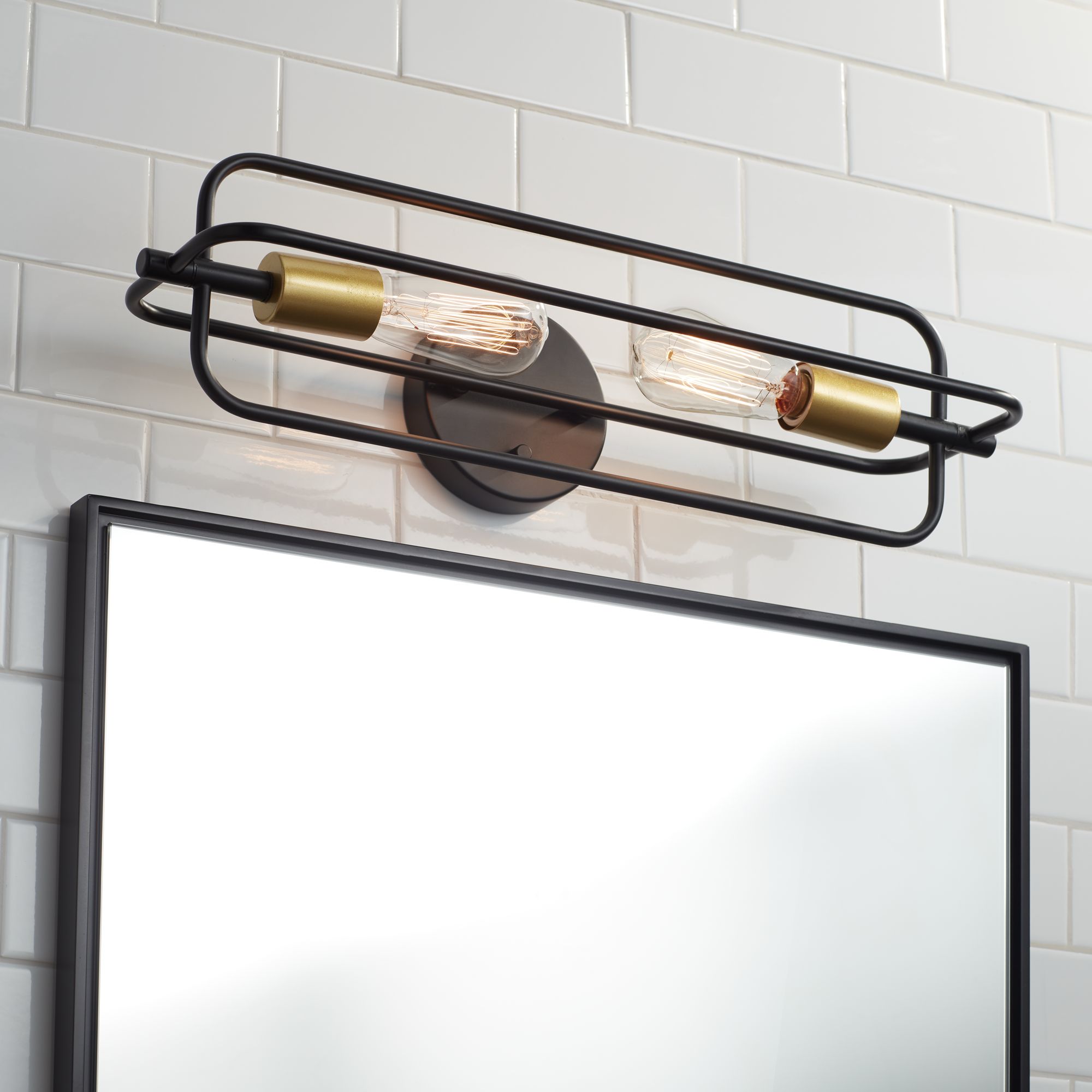 Possini Euro Rima 21 1/4"H Black and Gold 2-Light Sconce