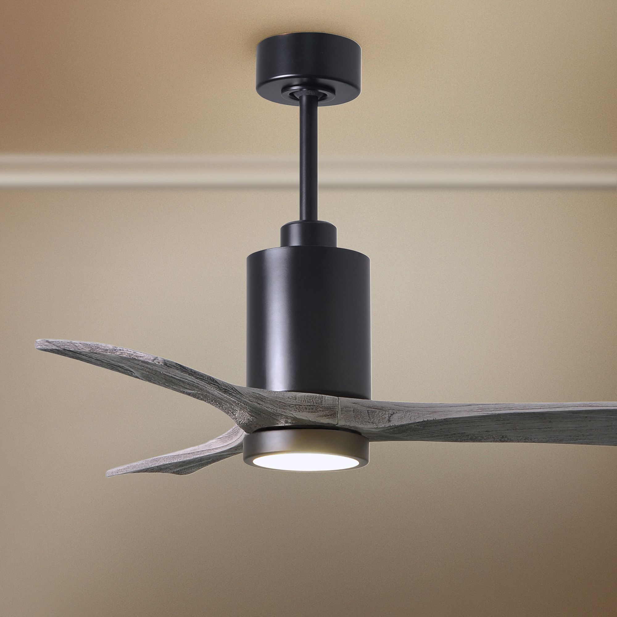 42" Matthews Patricia-3 Matte Black LED Damp Ceiling Fan