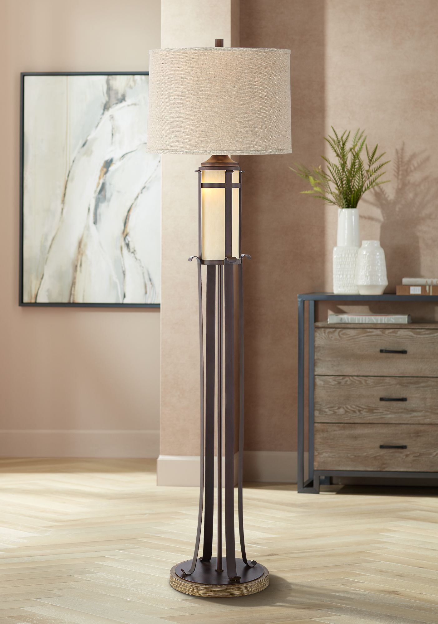 Whitney Oil-Rubbed Bronze Floor Lamp with Night Light