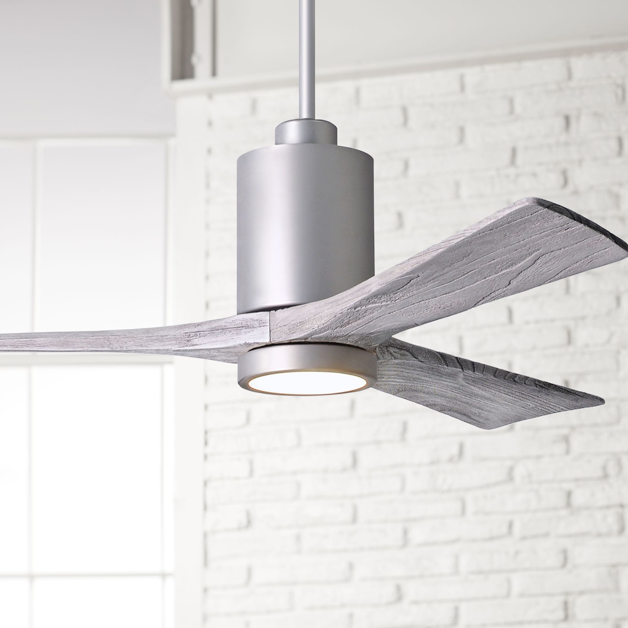 52" Matthews Patricia-3 Brushed Nickel LED Damp Ceiling Fan