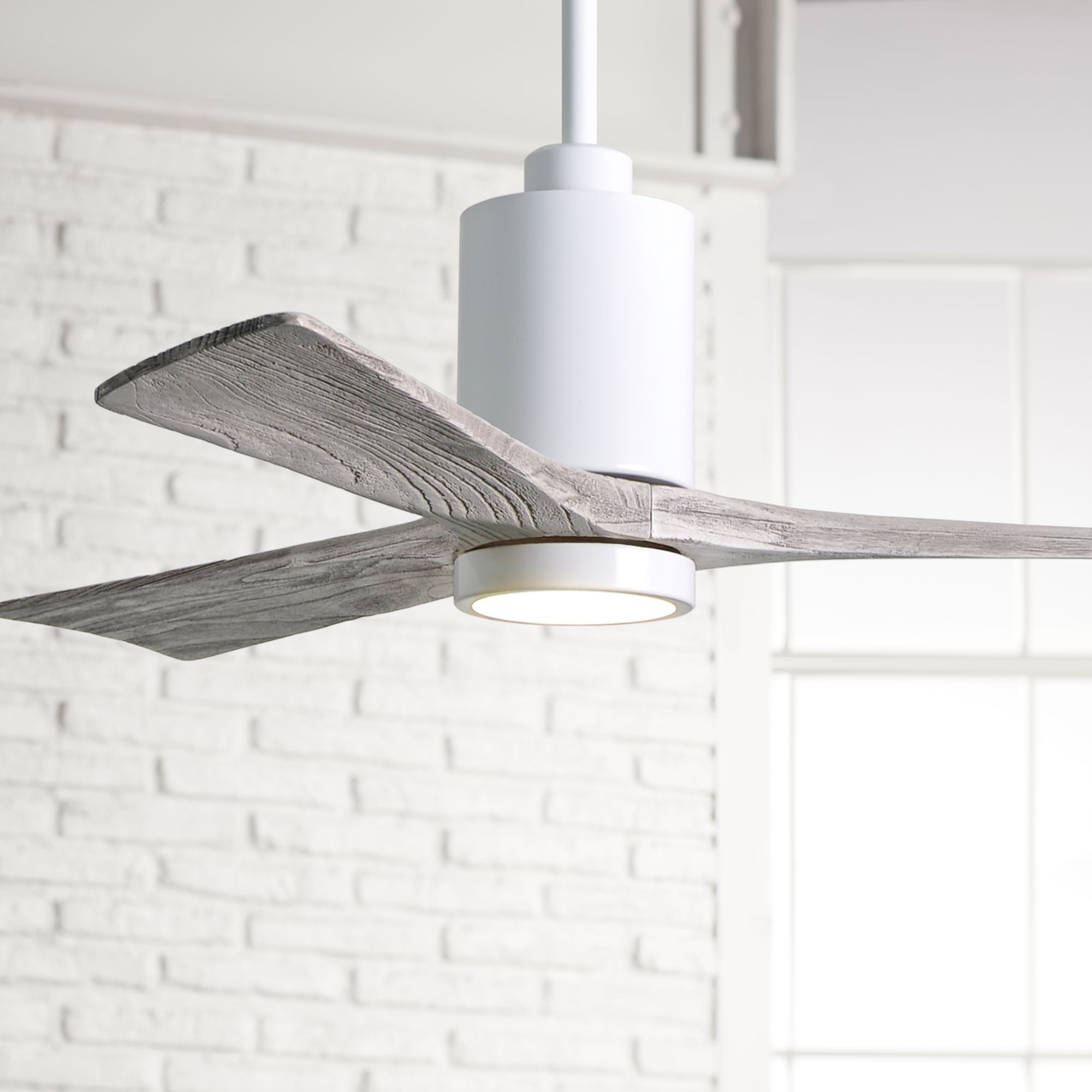 52" Matthews Patricia-3 Gloss White LED Damp Ceiling Fan