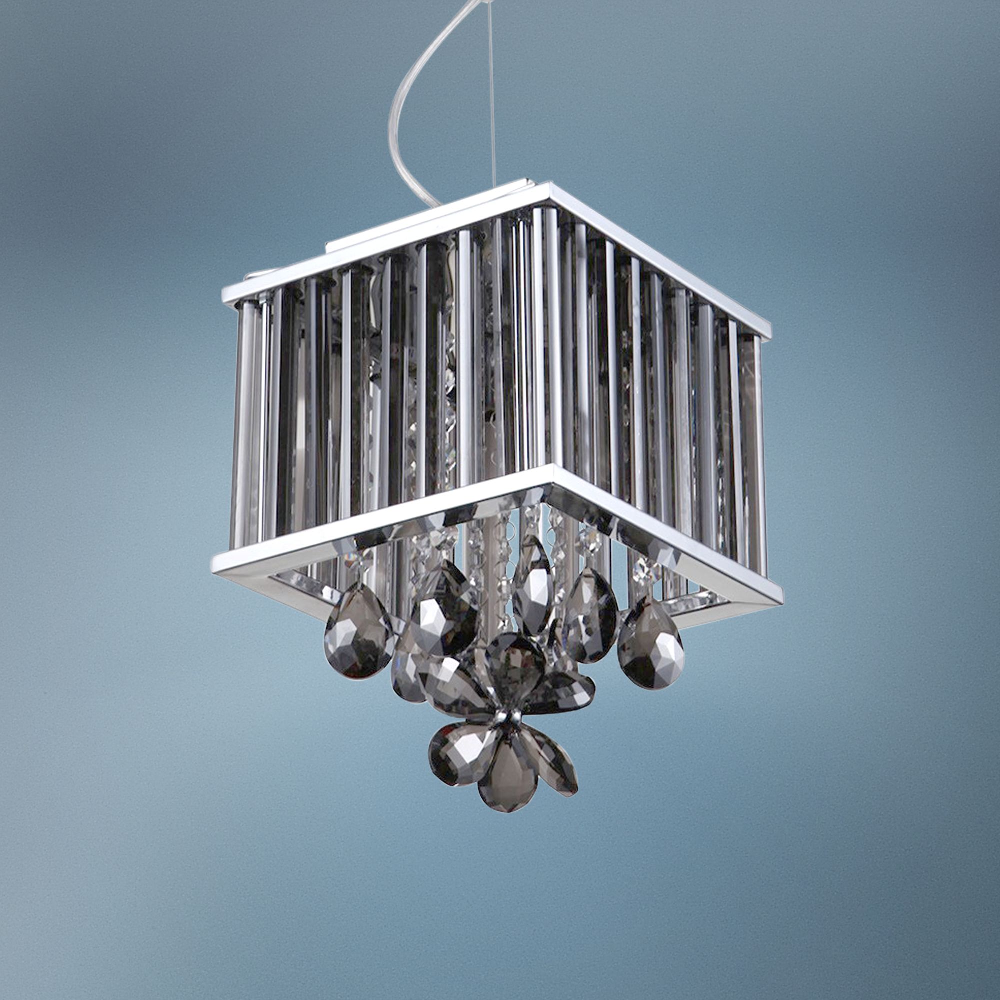 Zeev Easton 8"W Chrome and Smoke Crystal Mini Pendant Light