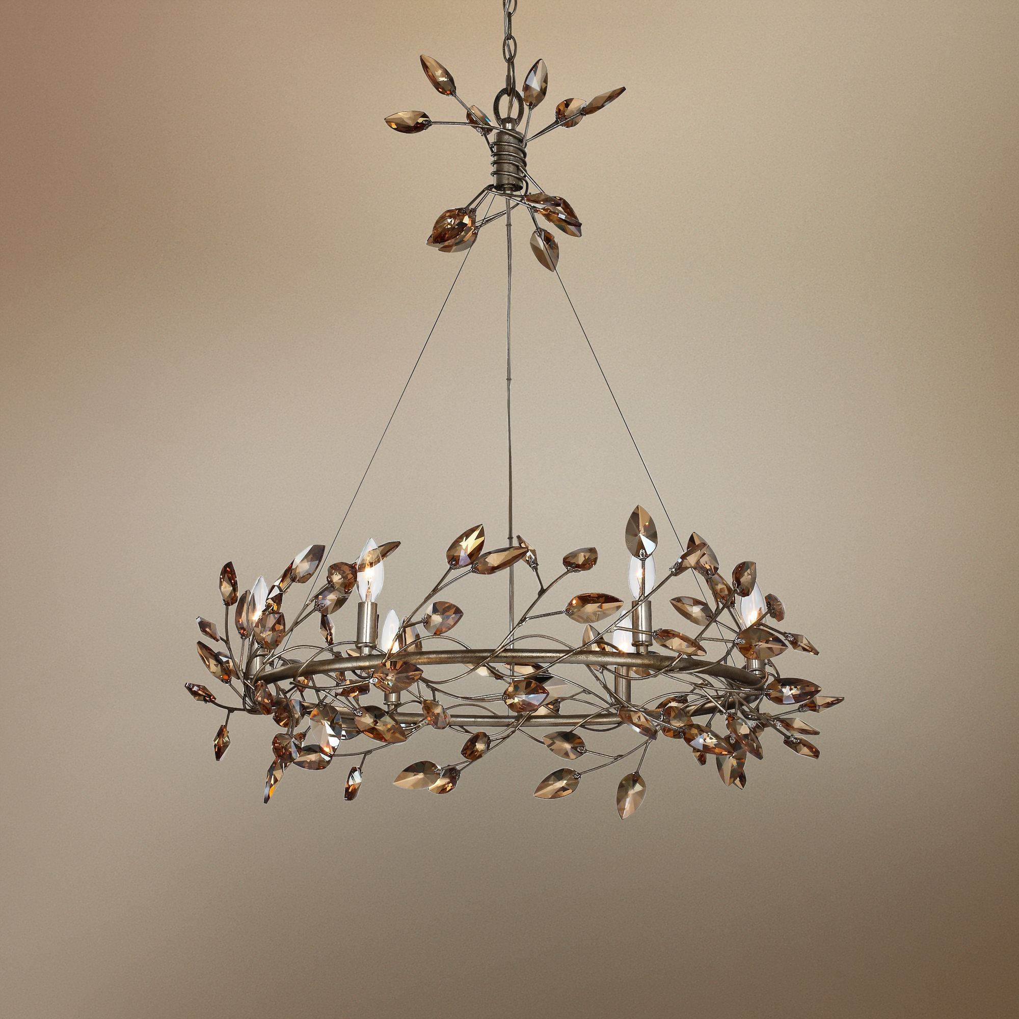 Zeev Misthaven 32"W Antique Gold Crystal 6-Light Chandelier