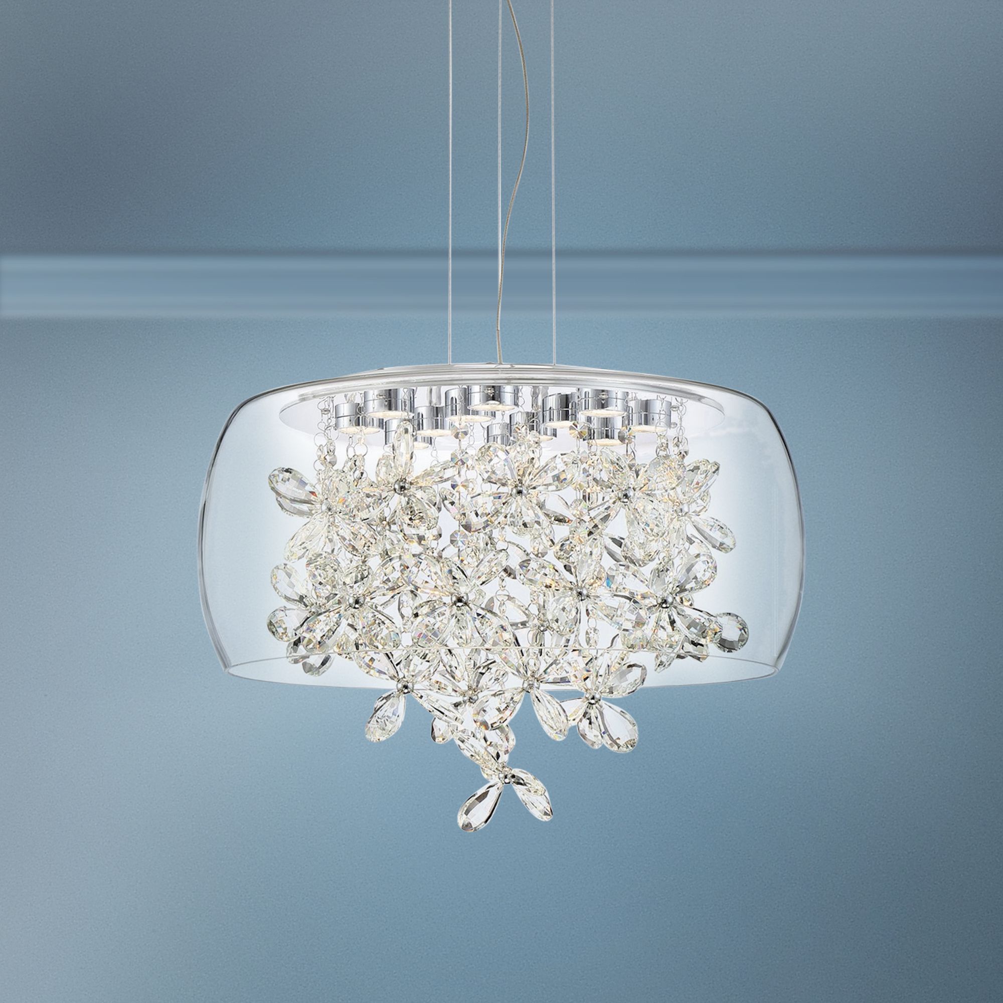 Zeev Destiny 20" Wide Chrome and Glass LED Pendant Light
