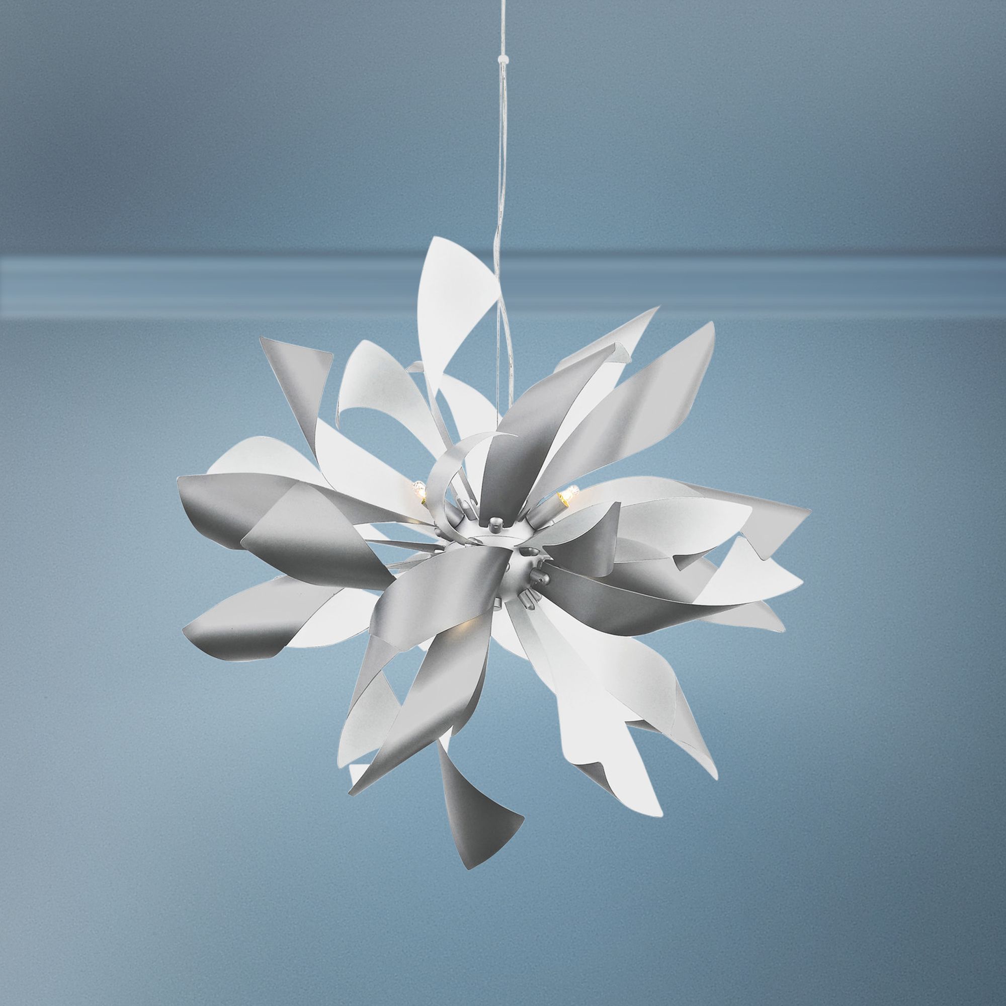Zeev Bloom 24" Wide Silver and Matte White Pendant Light