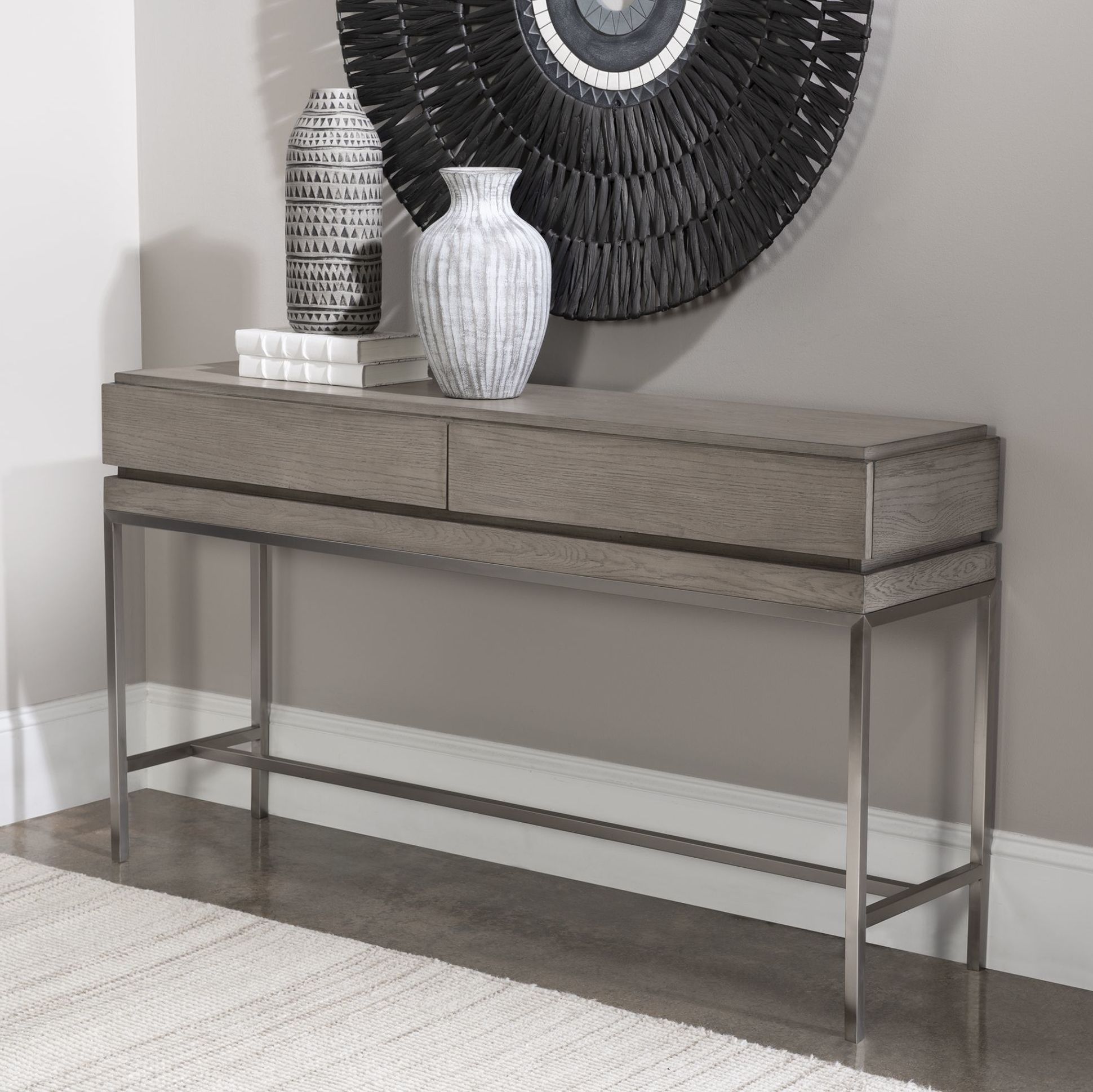 Uttermost Kamala 54"W Mushroom Gray 2-Drawer Console Table