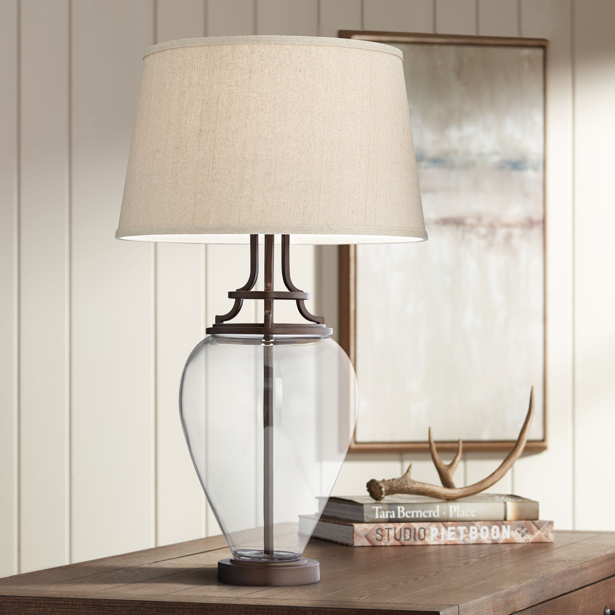 Possini Euro Anne Oil-Rubbed Bronze and Glass Table Lamp