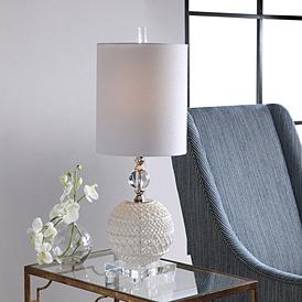 White Ivory Uttermost Traditional, Uttermost Dahlina Pierced Ceramic Table Lamp