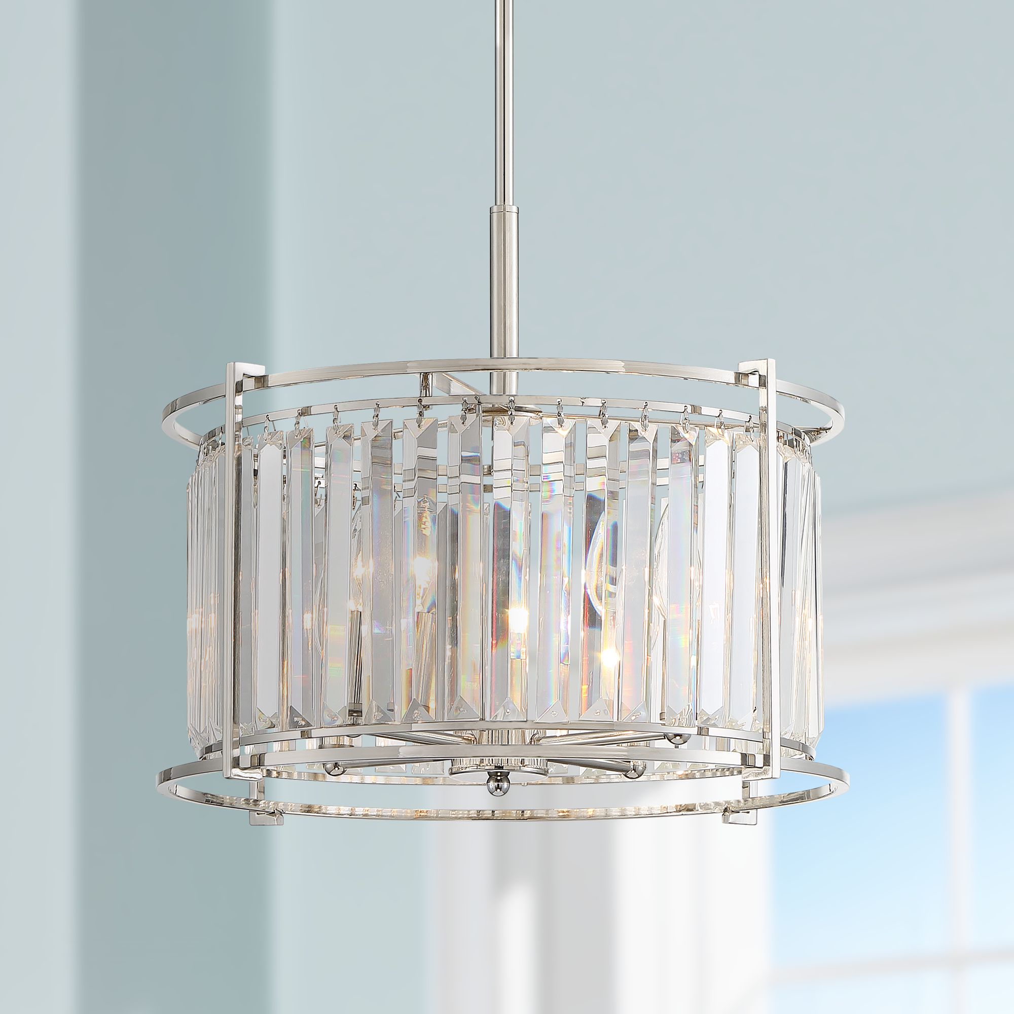Audrey 18" Wide Polished Nickel and Crystal Pendant Light