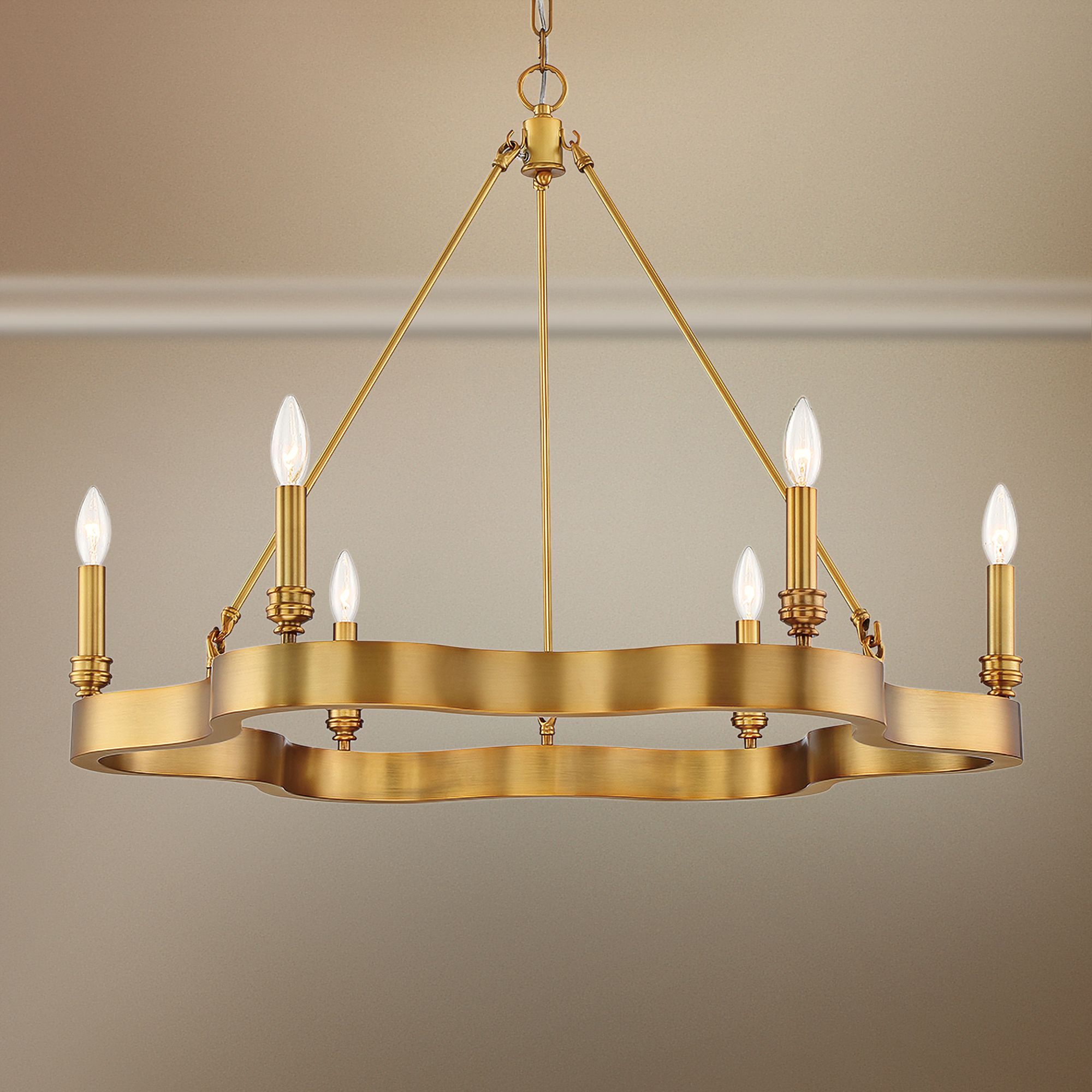Eurofase Leyton 33 1/2"W Antique Brass 6-Light Chandelier