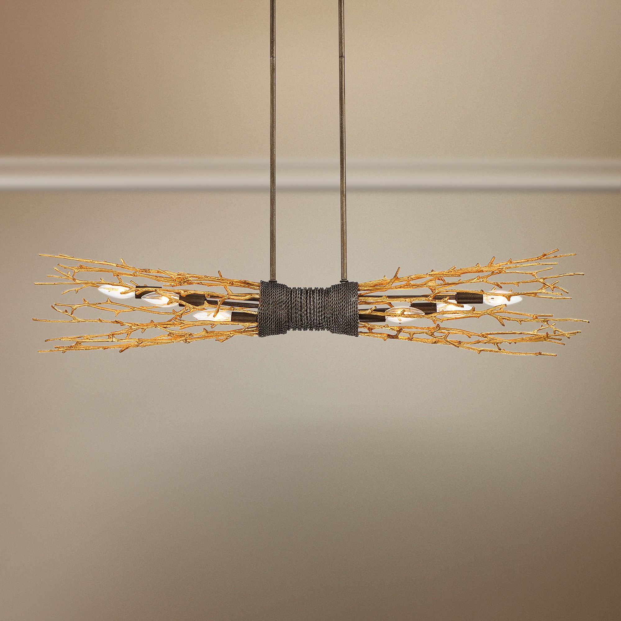 Kindling 41 1/4"W Gold Branch 6-Light Linear Pendant Light