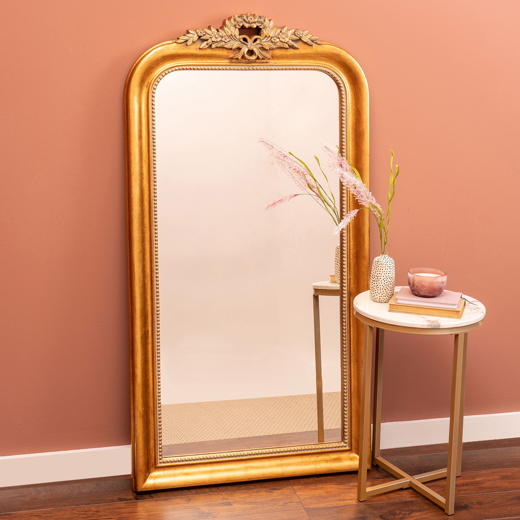 Camilla Antique Gold 30 1 2 X 58 Arched Floor Mirror