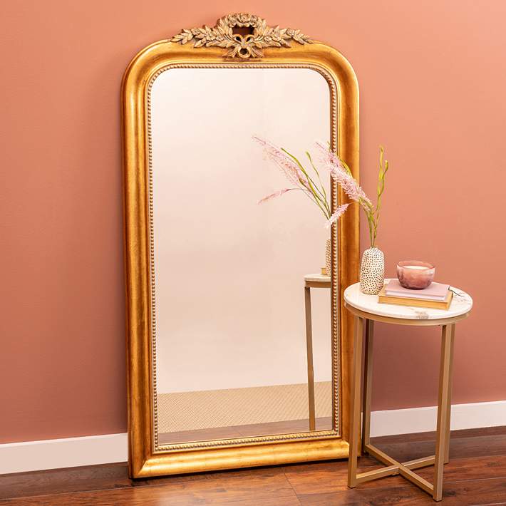 Camilla Antique Gold 30 1 2 X 58 Arched Floor Mirror